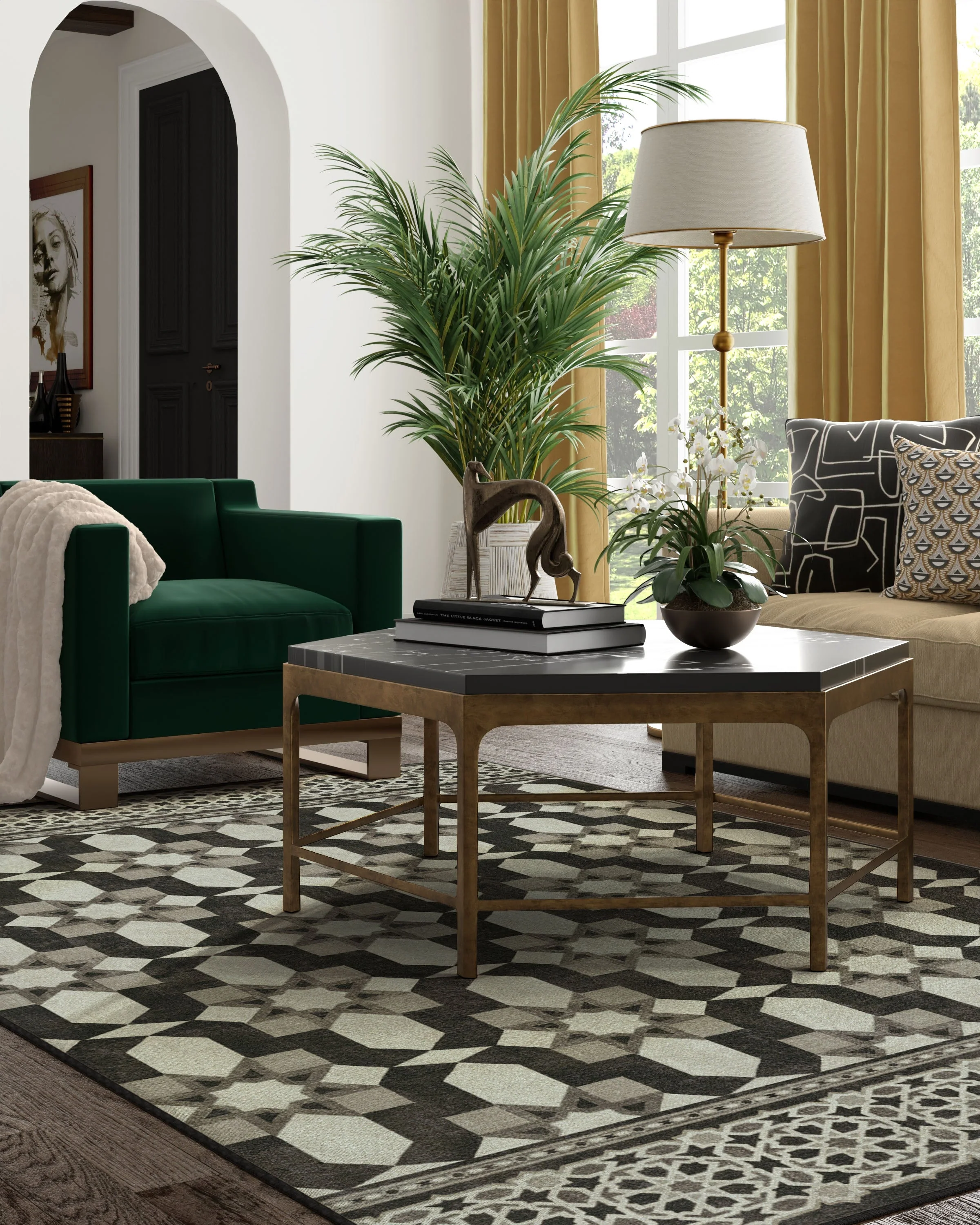 Emir Black & Ivory Flatwoven Rug by Martyn Lawrence Bullard