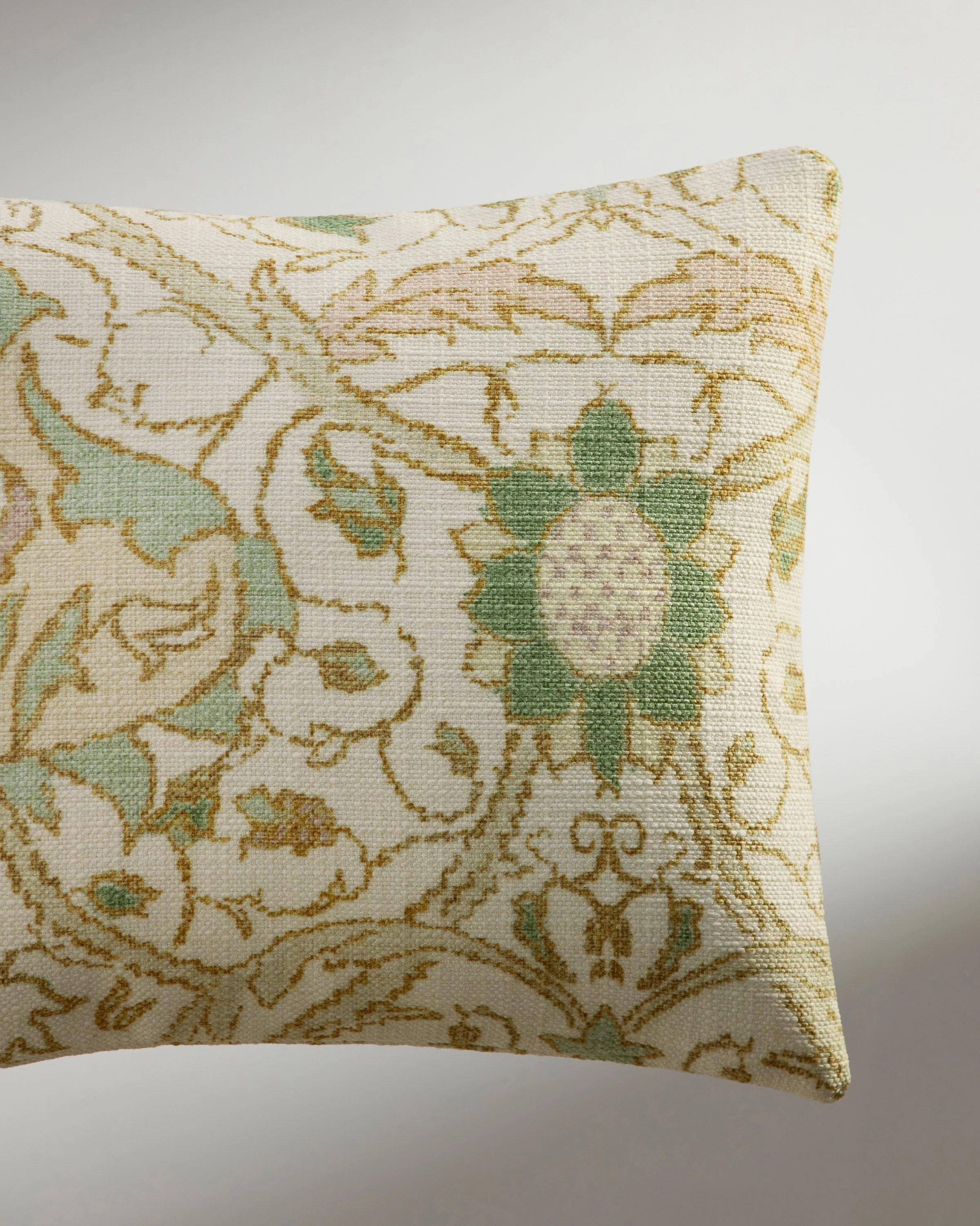 Montreal Vintage Cream Woven Lumbar Throw Pillow by Morris & Co.