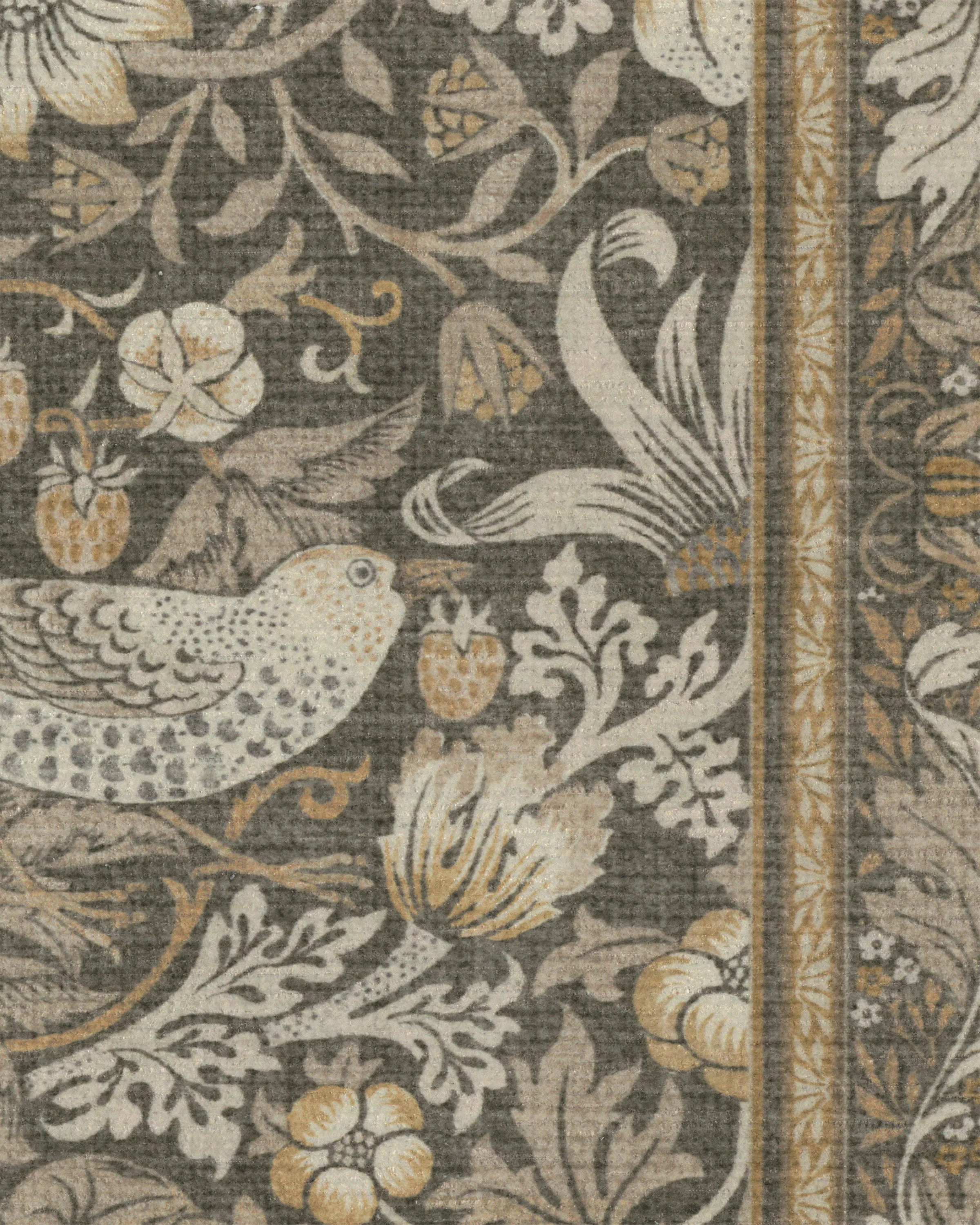Strawberry Thief Stone Gold Flatwoven Rug by Morris & Co.