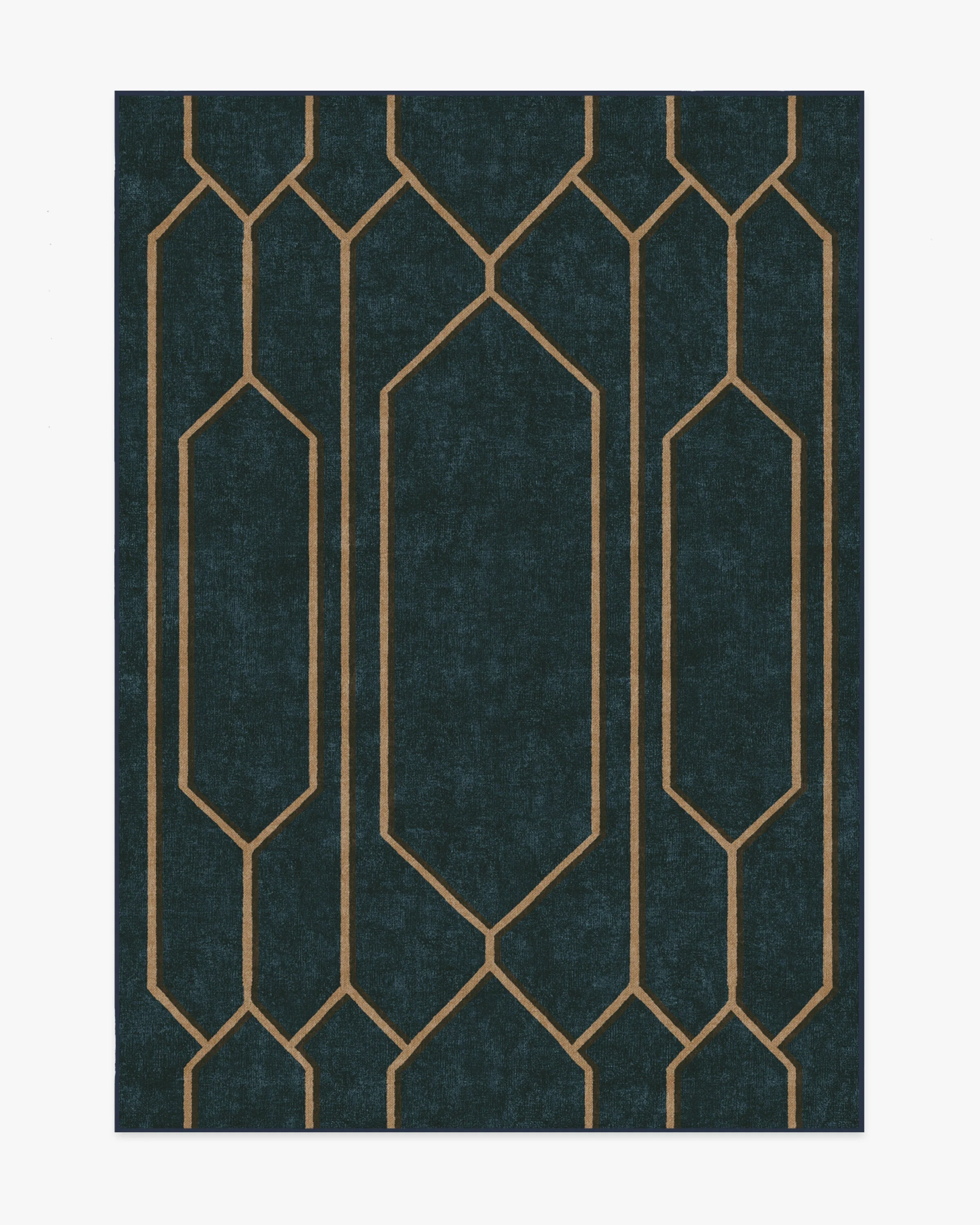 Bryant Marine Blue & Gold Flatwoven Rug by The Hiltons
