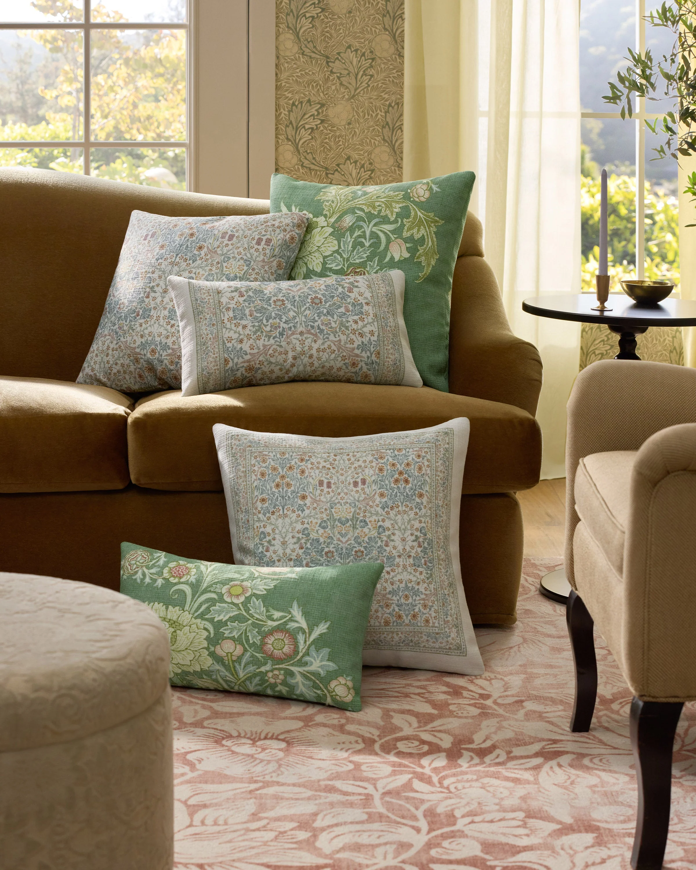 Trent Golden Sage Woven Throw Pillow by Morris & Co.