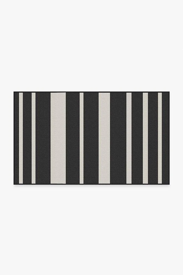 Sailmaker Stripe Black Outdoor Rug
