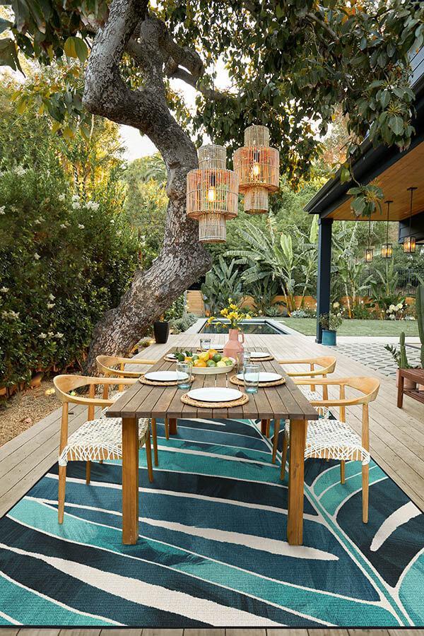 Ombra Teal Outdoor Rug