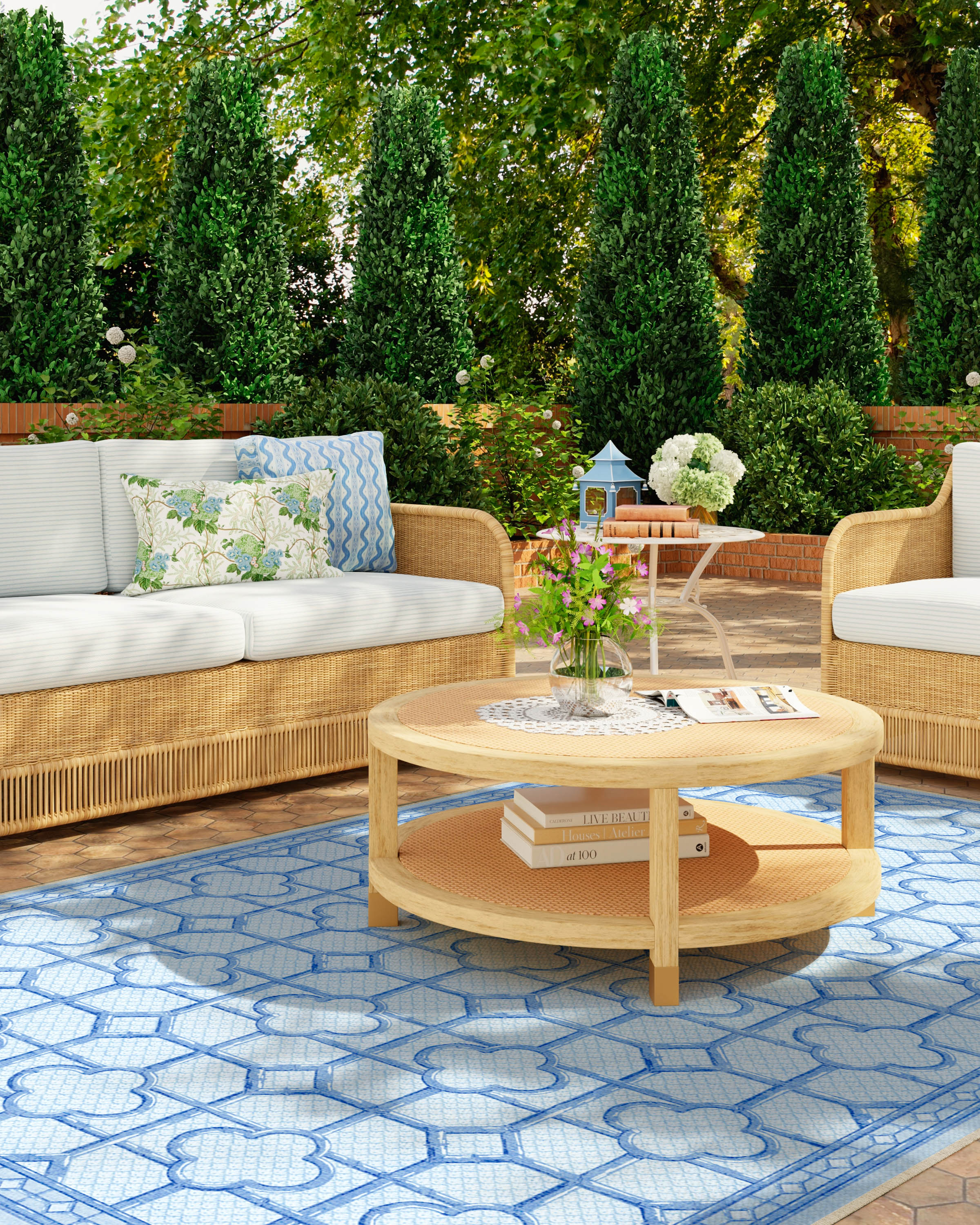 Shaded Bamboo Blue Outdoor Rug by Mrs. Alice