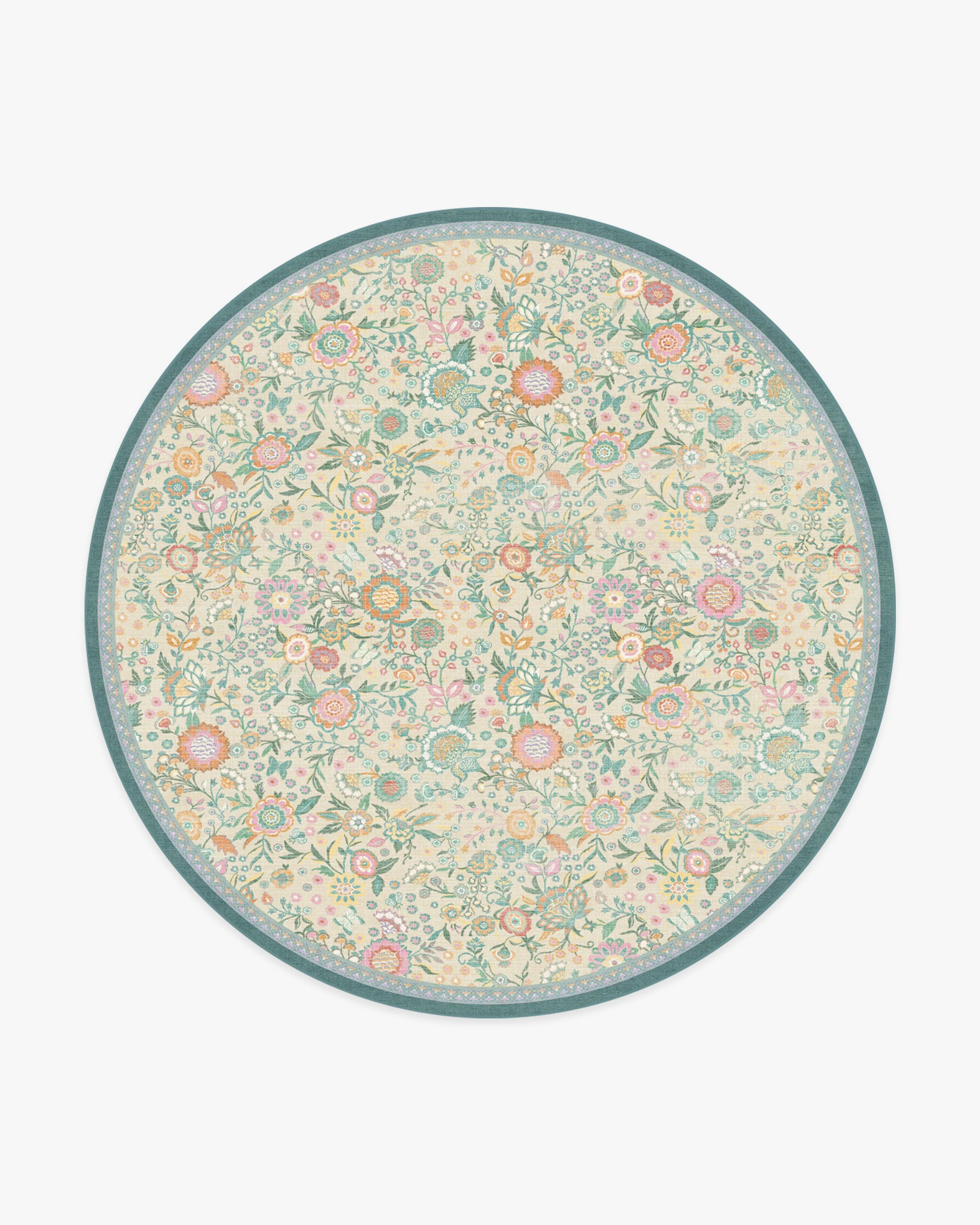Royal Garden Ivory & Jade Flatwoven Rug by Bridgerton