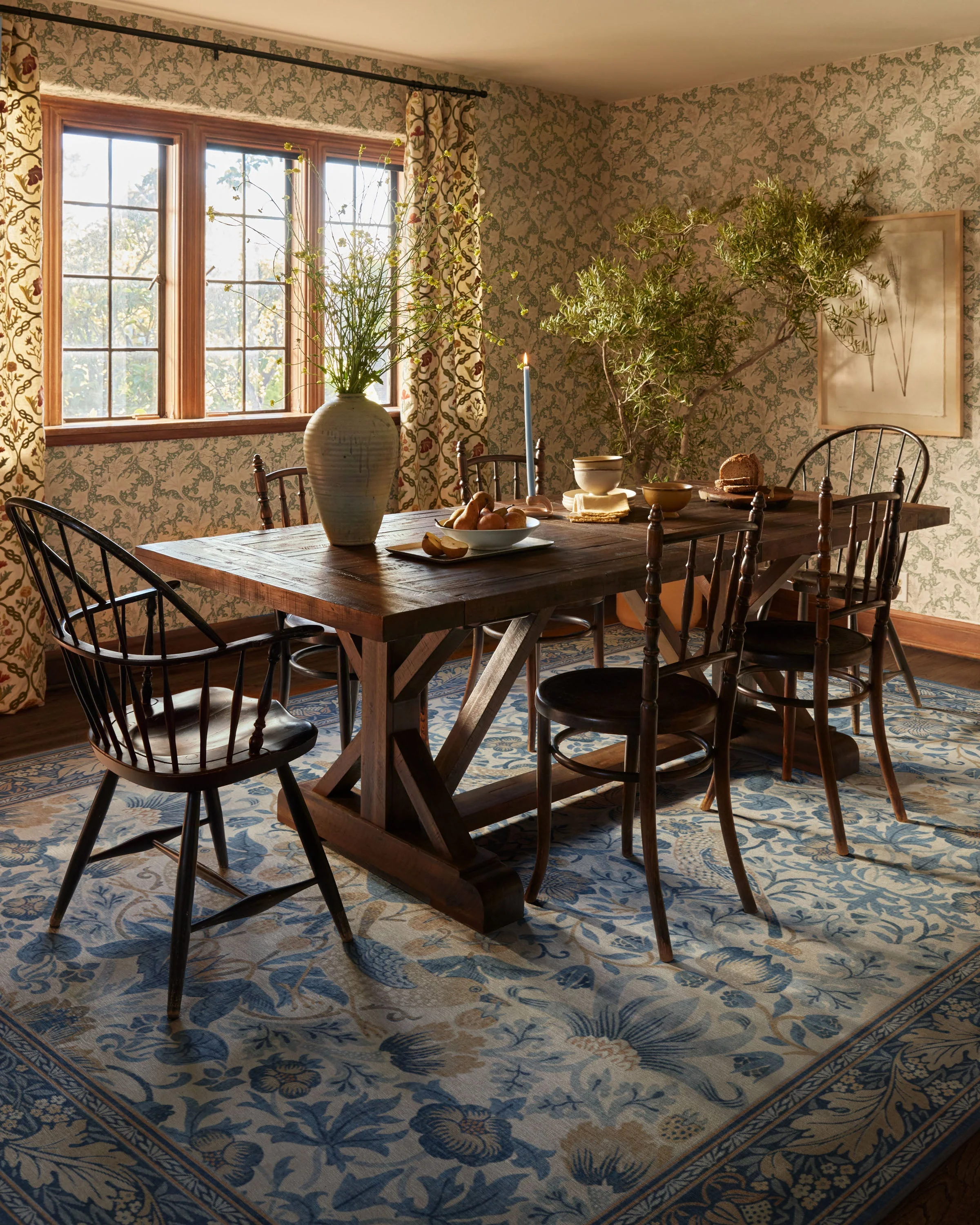 Strawberry Thief Indigo & Ivory Rug by Morris & Co.