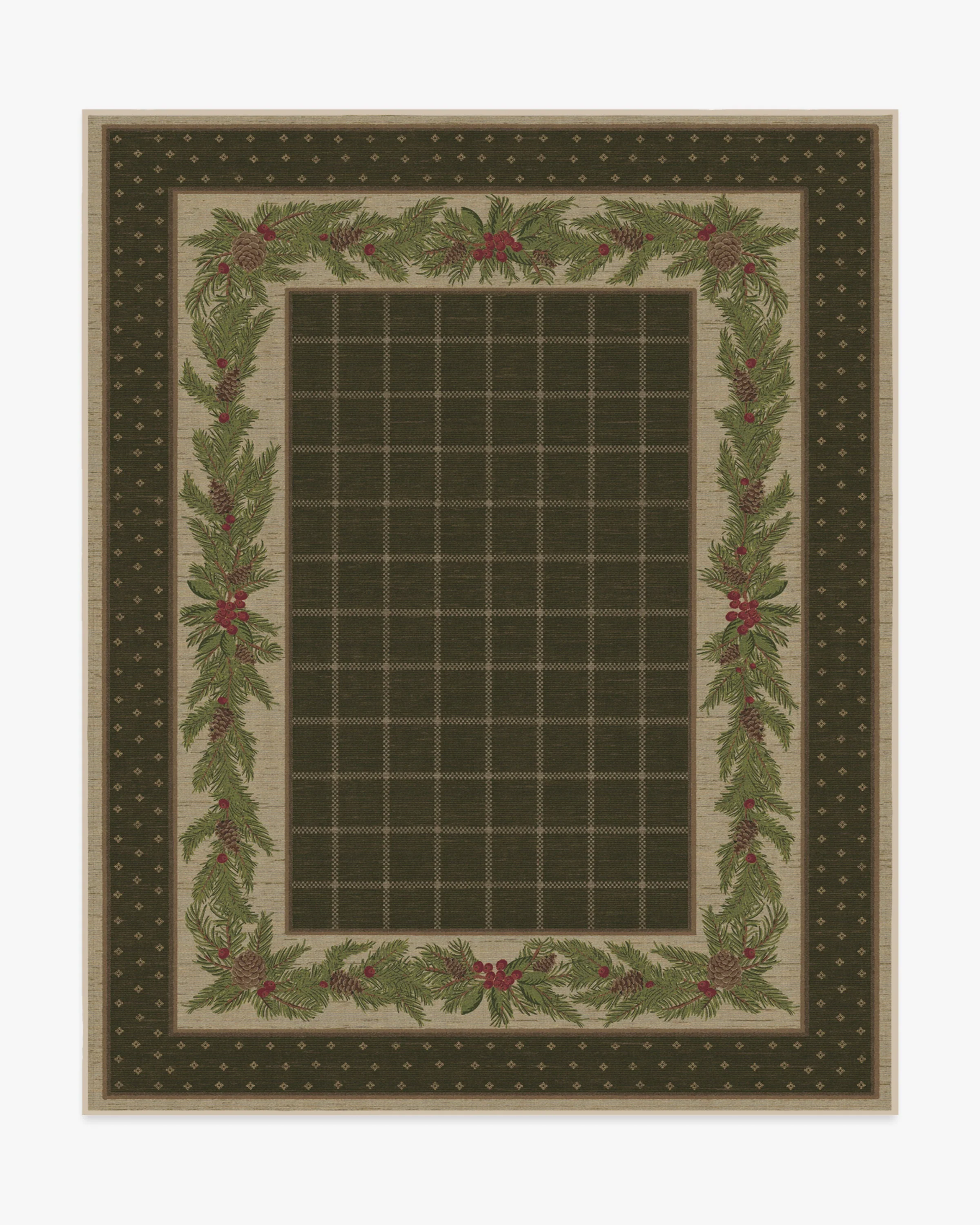 Pine Border Dark Olive Rug