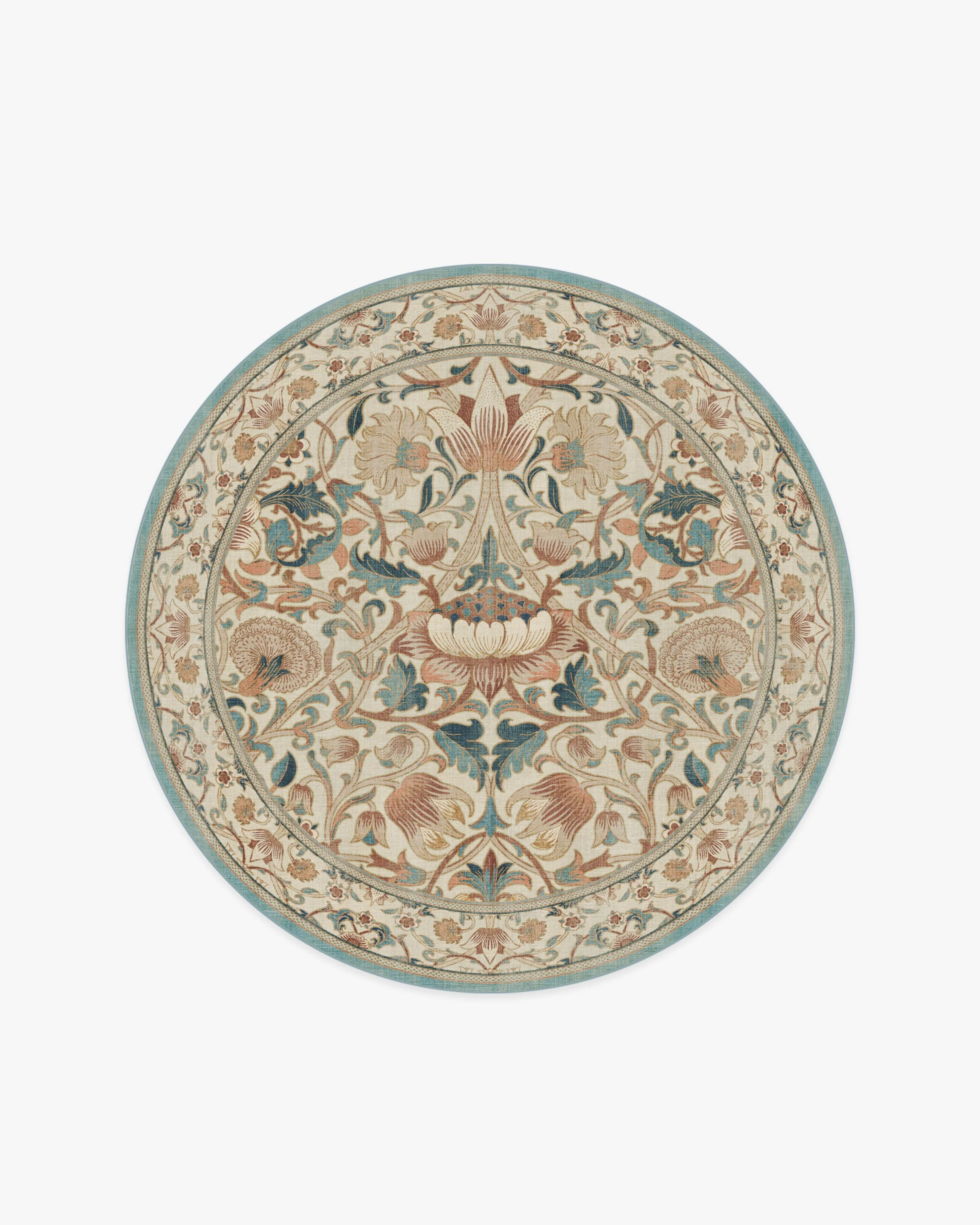 Lodden Soft Rose & Teal Rug by Morris & Co.