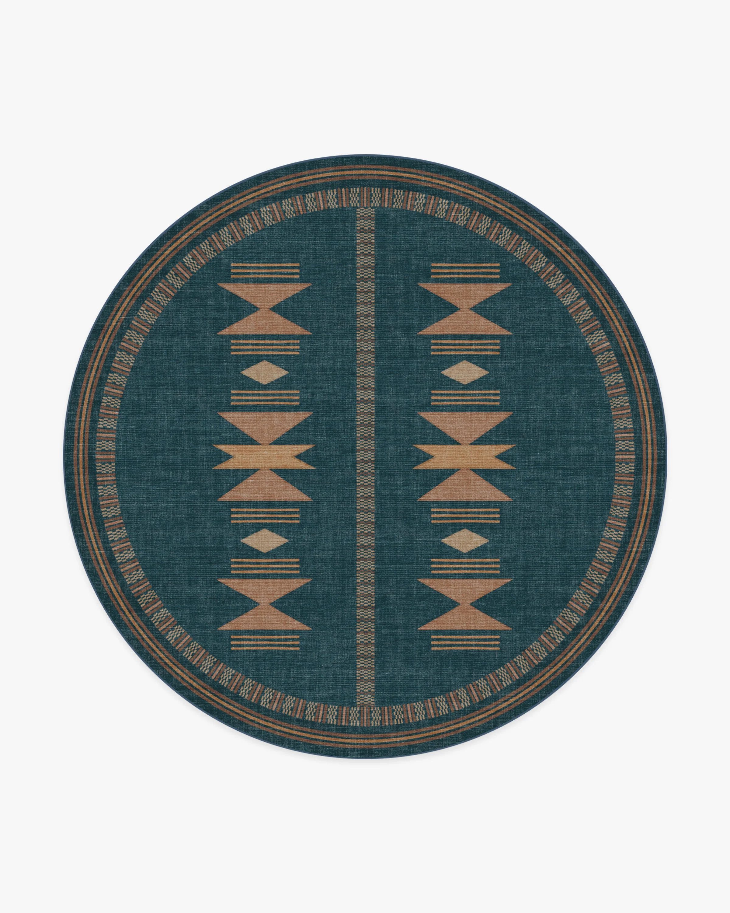 Lark Blue & Rose Flatwoven Rug