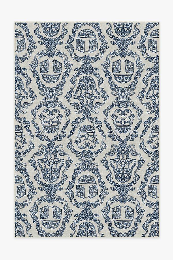 Dark Side Damask Delft Blue Flatwoven Rug