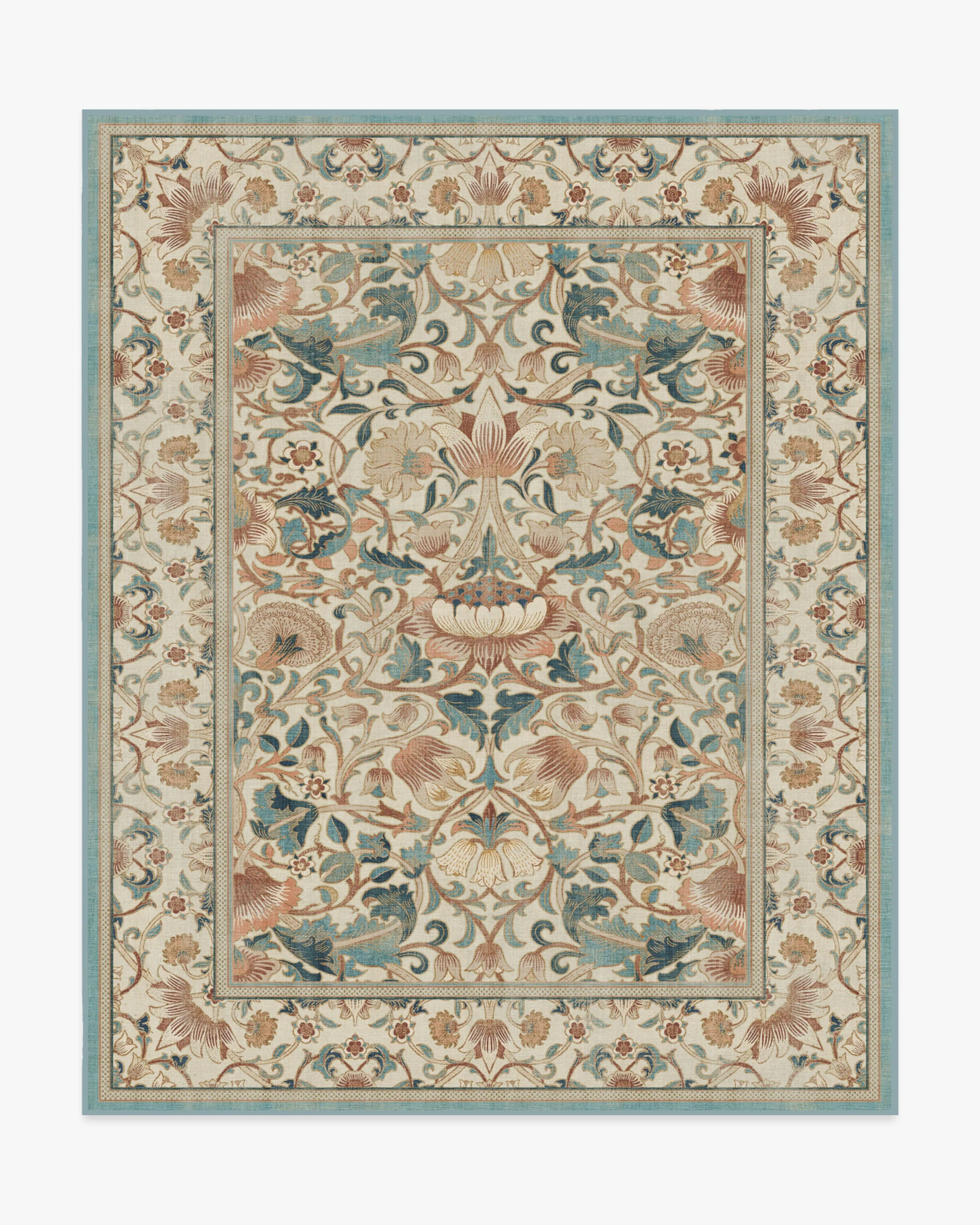 Lodden Soft Rose & Teal Rug by Morris & Co.