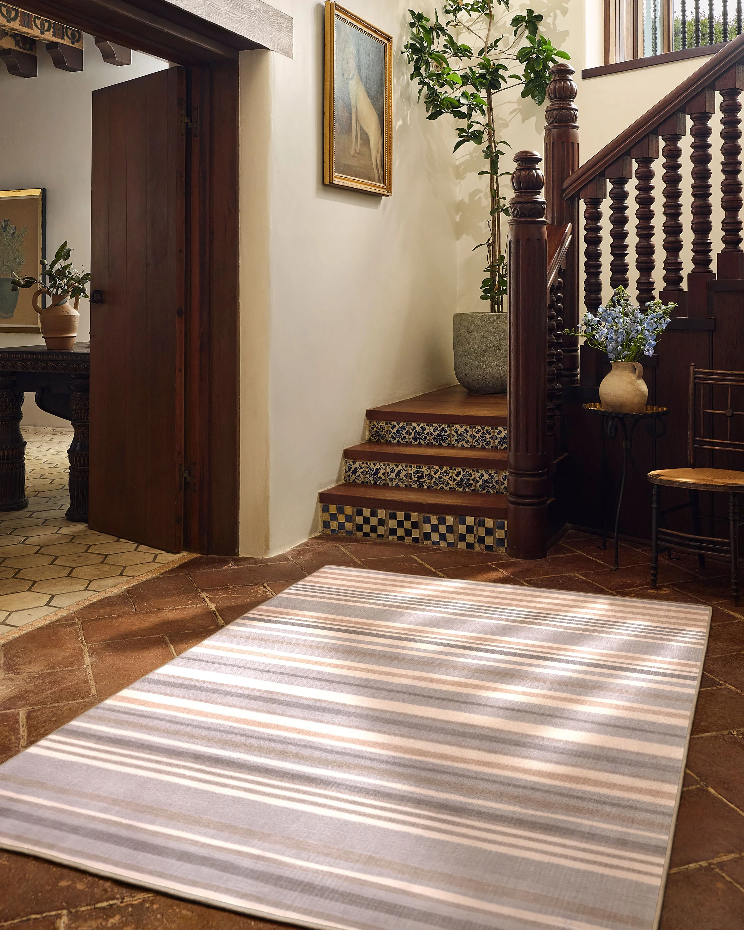 Elio Stripe Grey & Ivory Flatwoven Rug