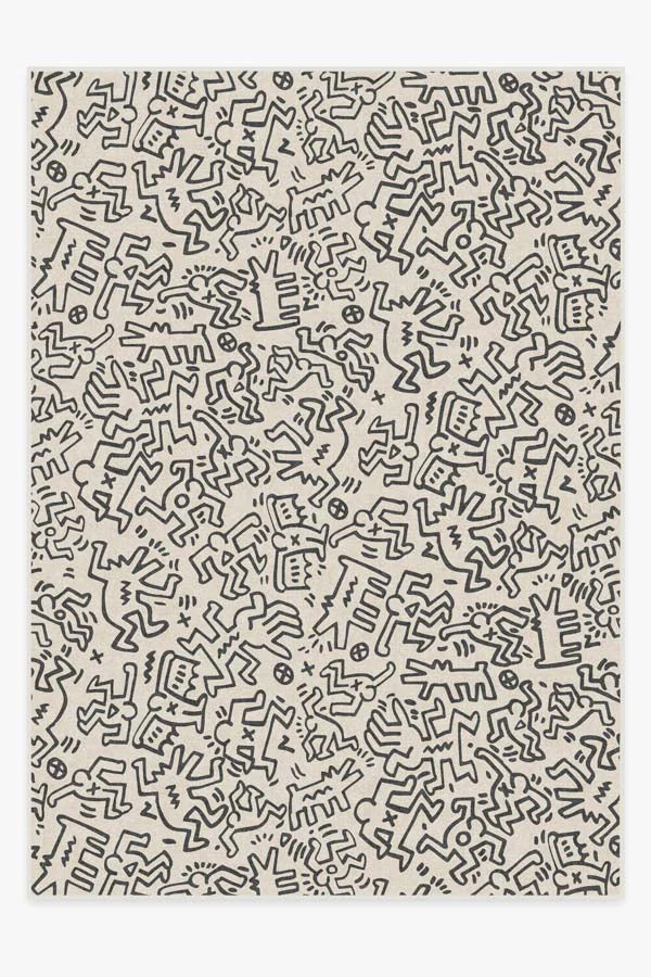 Block Party Black & Ivory Rug by Keith Haring