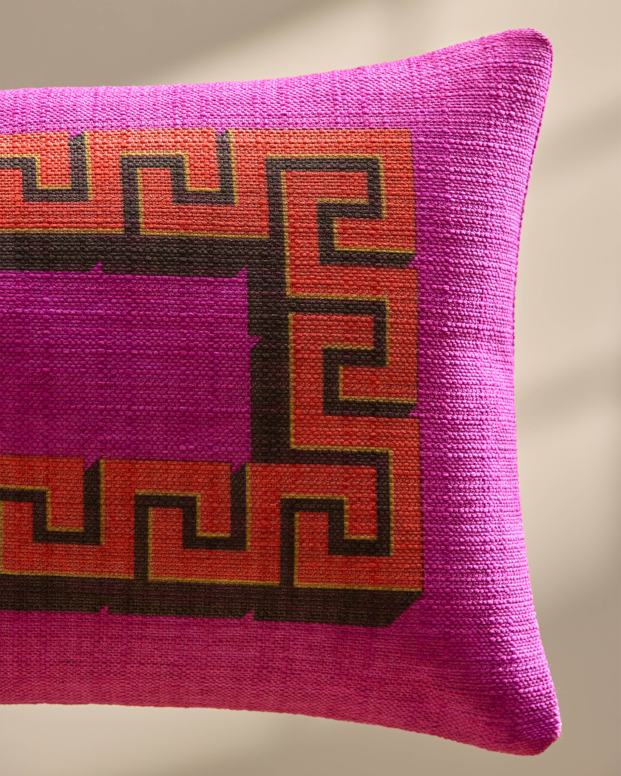 Greek Key Fuchsia Woven Throw Pillow by Jonathan Adler