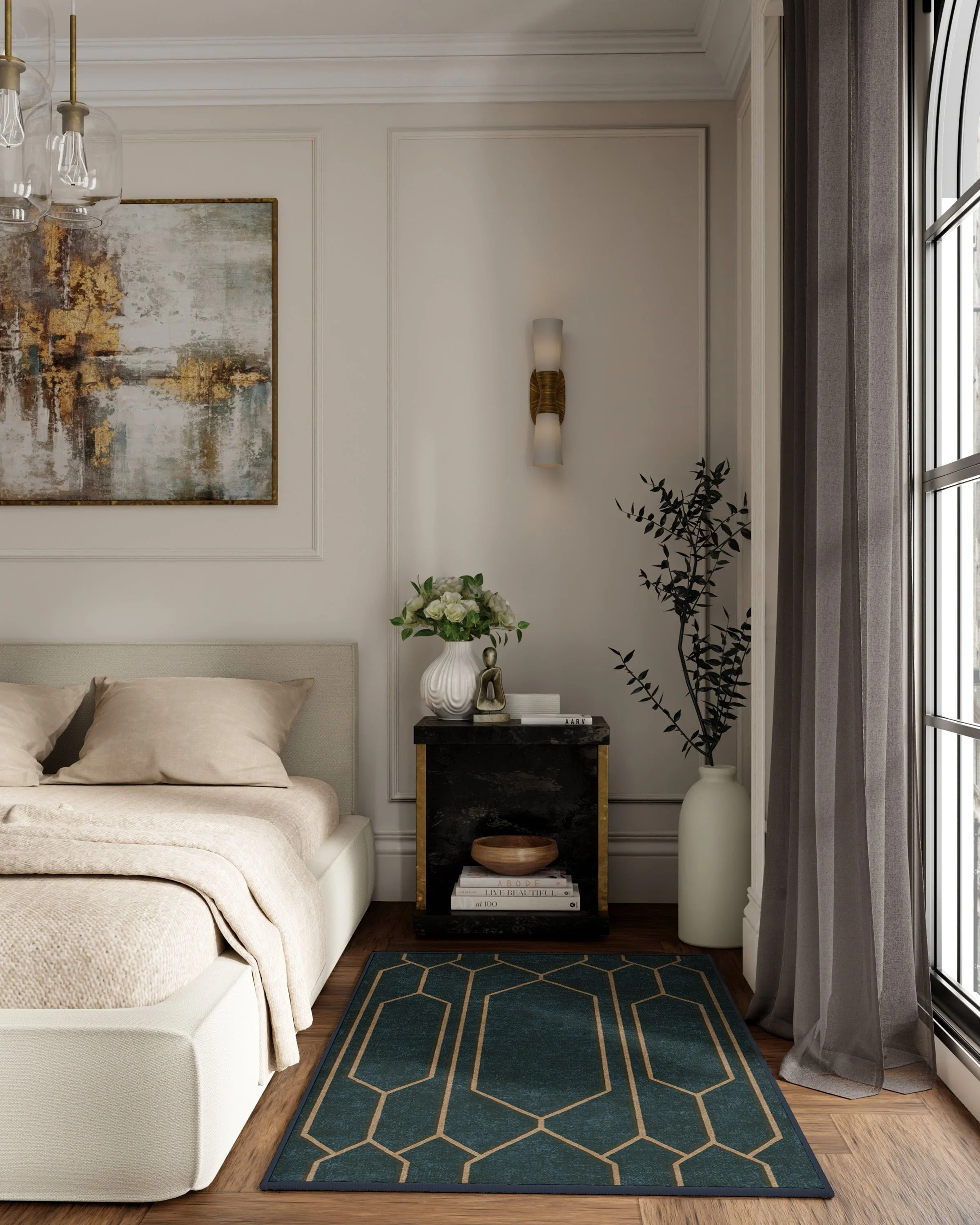 Bryant Marine Blue & Gold Flatwoven Rug by The Hiltons