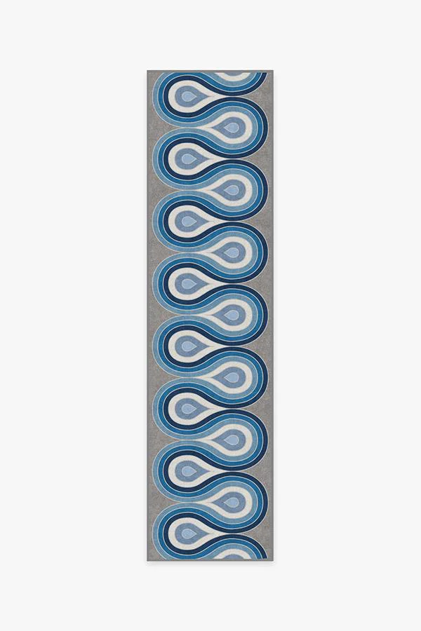 Milano Blue Steel Flatwoven Rug by Jonathan Adler