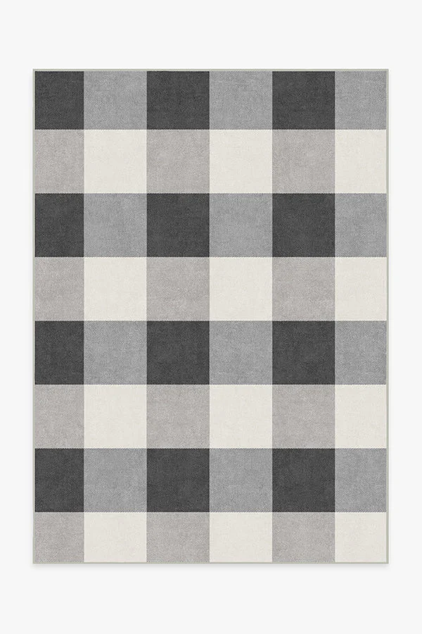 Buffalo Plaid Black & White Flatwoven Rug