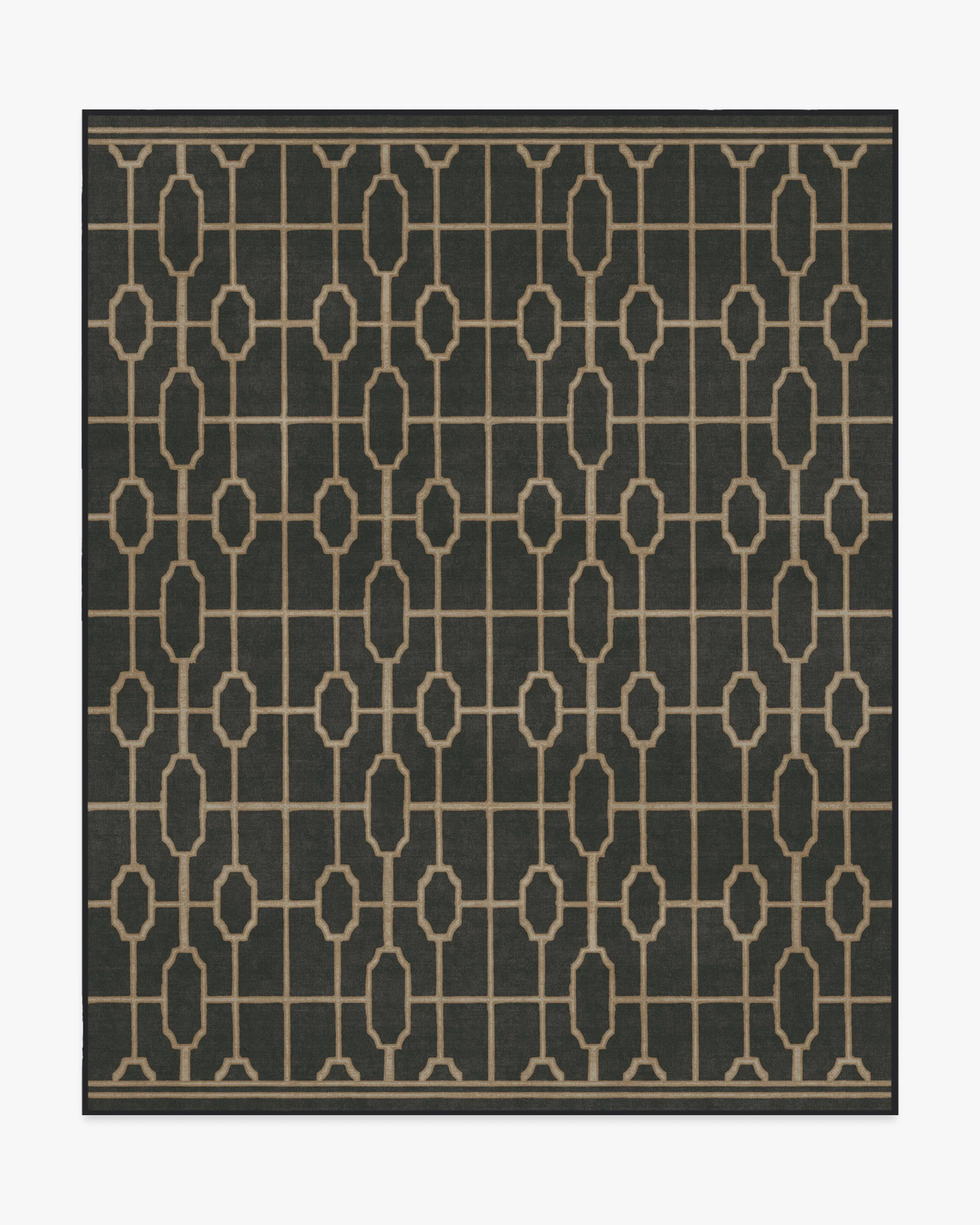 Diana Trellis Black & Gold Flatwoven Rug by The Hiltons