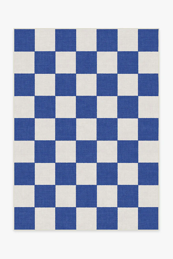 Jaque Checkered Blue Outdoor Rug