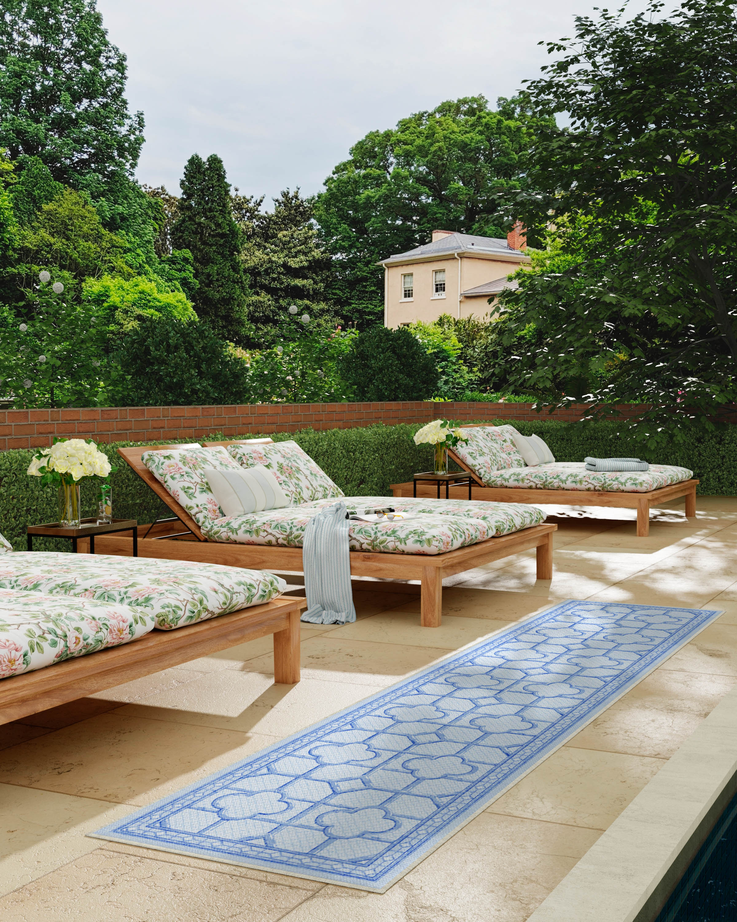 Shaded Bamboo Blue Outdoor Rug by Mrs. Alice