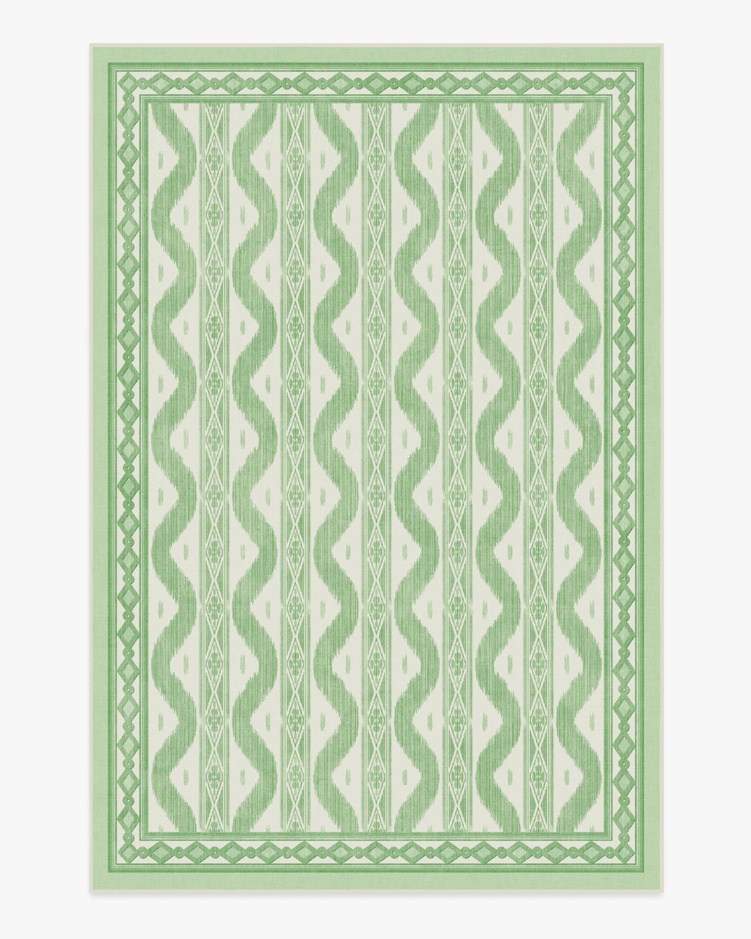 Ava Ikat Green Flatwoven Rug by Mrs. Alice