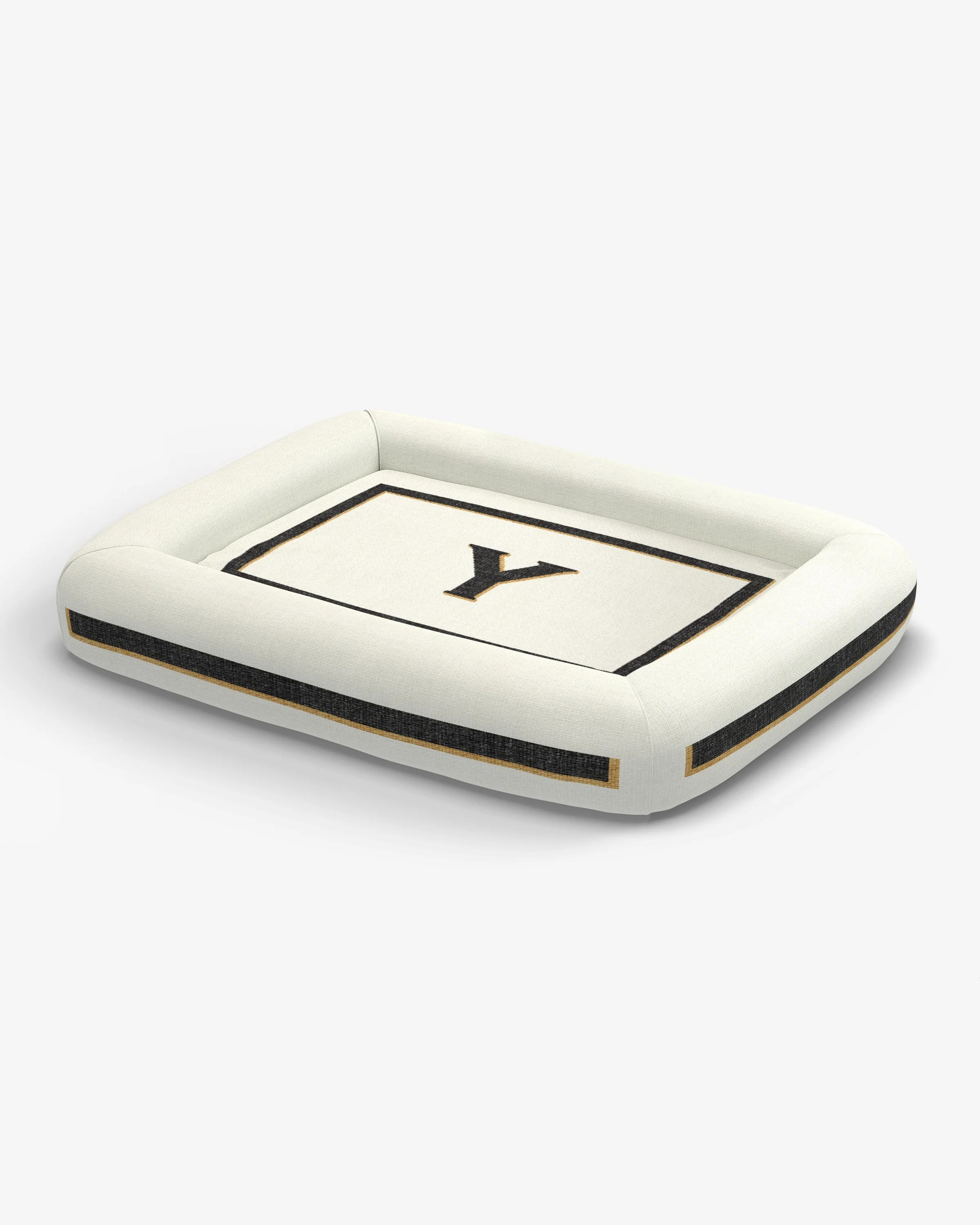 Classic Monogram Ivory Woven Pet Bed, Large by Jonathan Adler