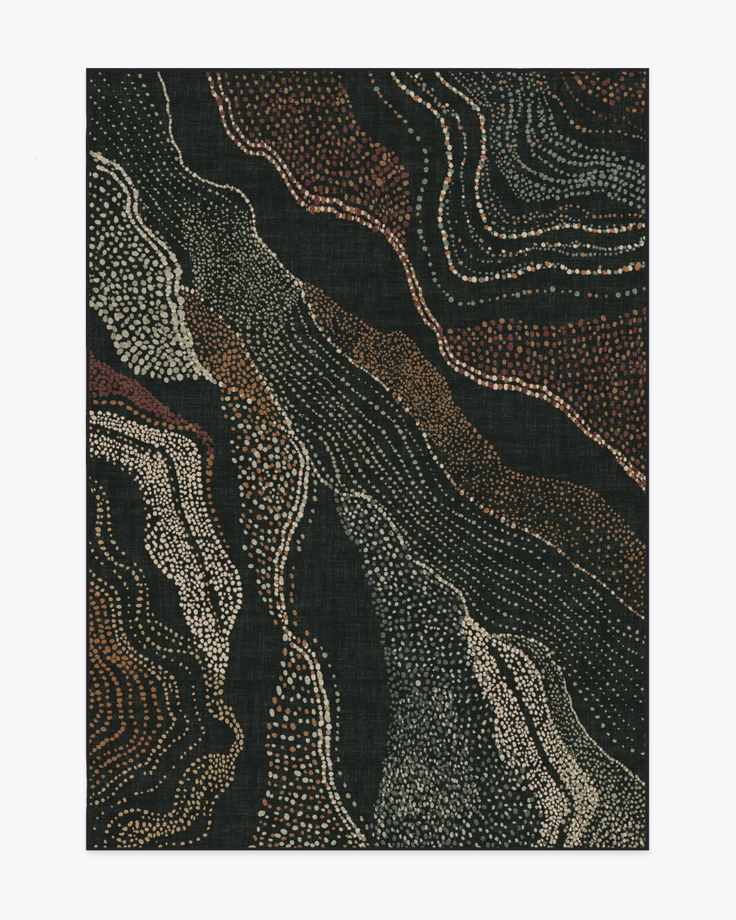 Adorned Black Multicolor Rug by Malene Barnett