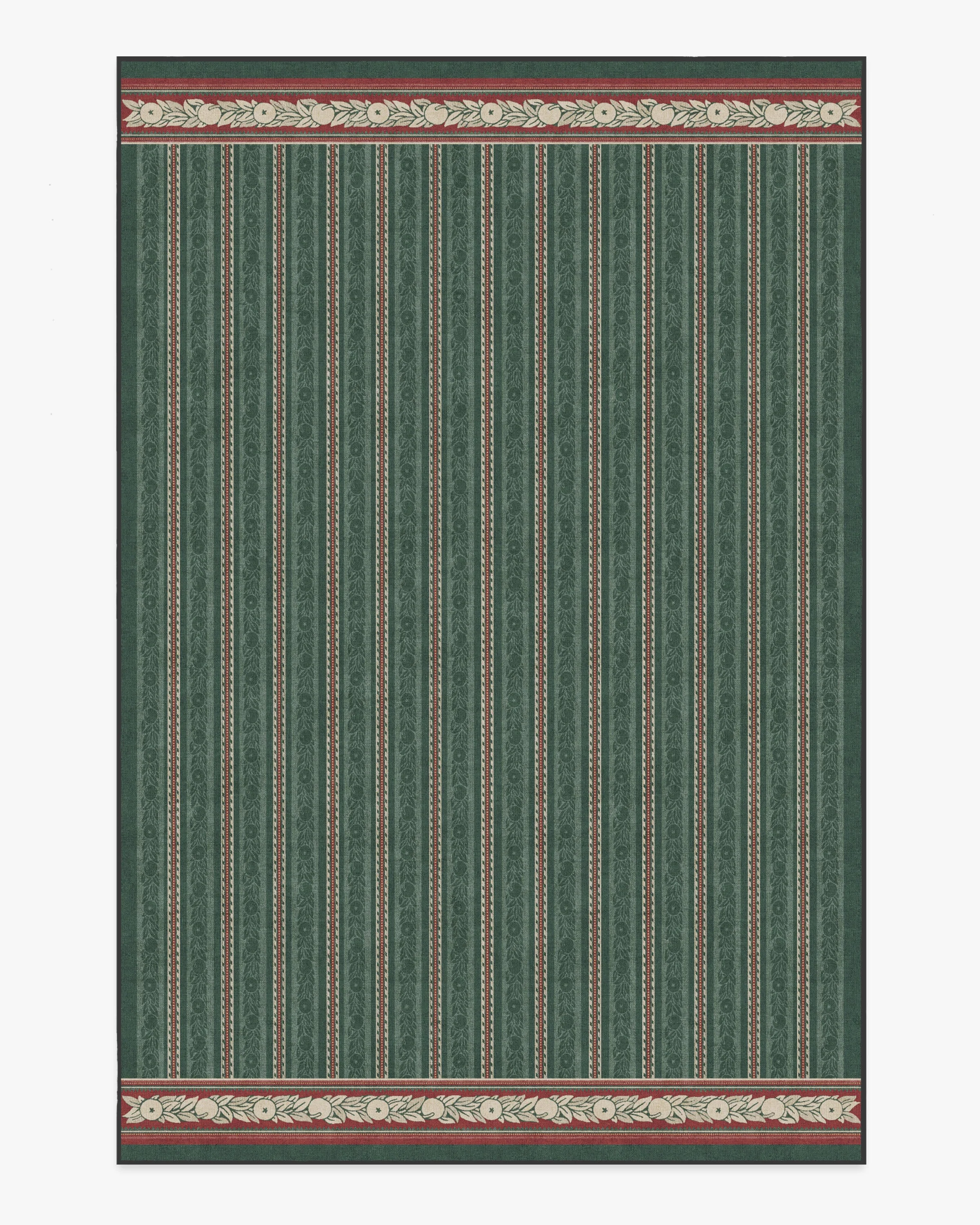 Fruit Stripe Spruce Green Flatwoven Rug by Morris & Co.