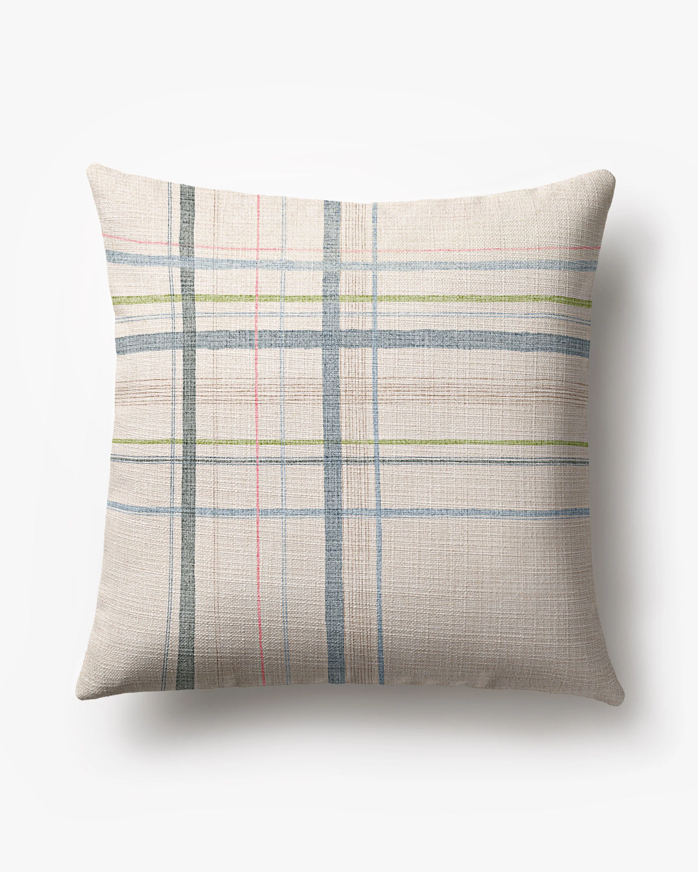 Jules Ivory & Soft Blue Woven Throw Pillow