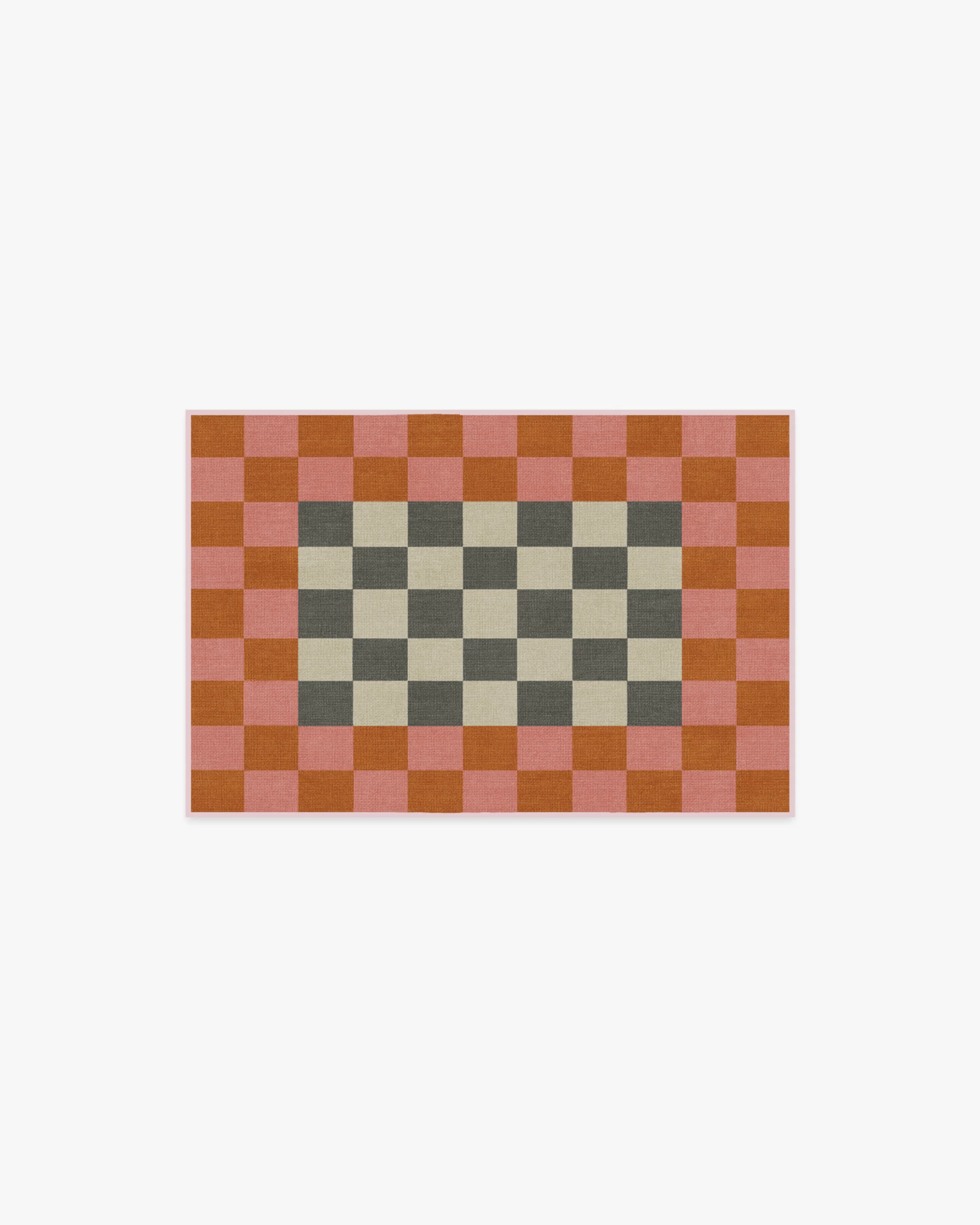 Checker Border Pink & Orange Rug by Jonathan Adler
