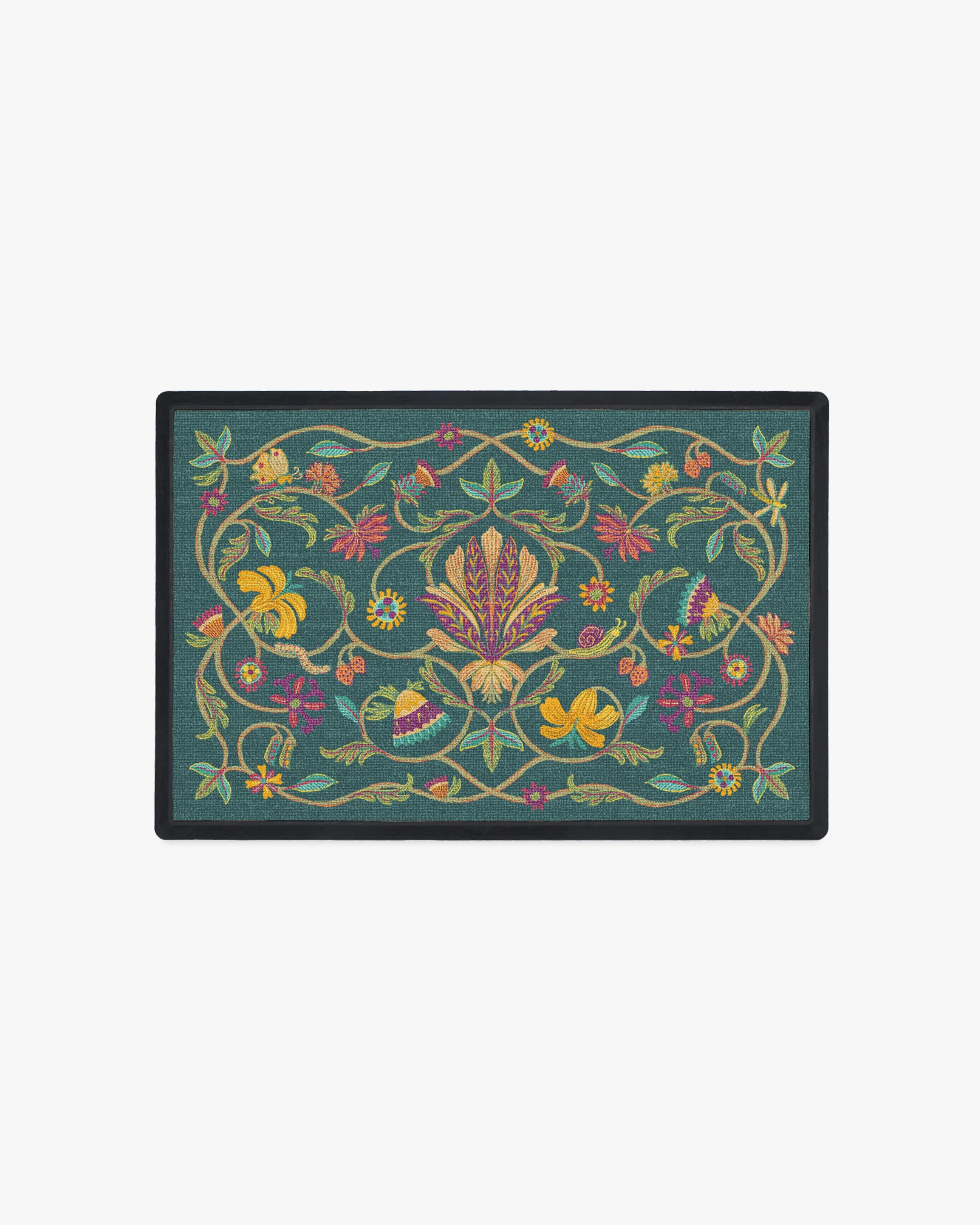 Tendril Teal Doormat by Iris Apfel