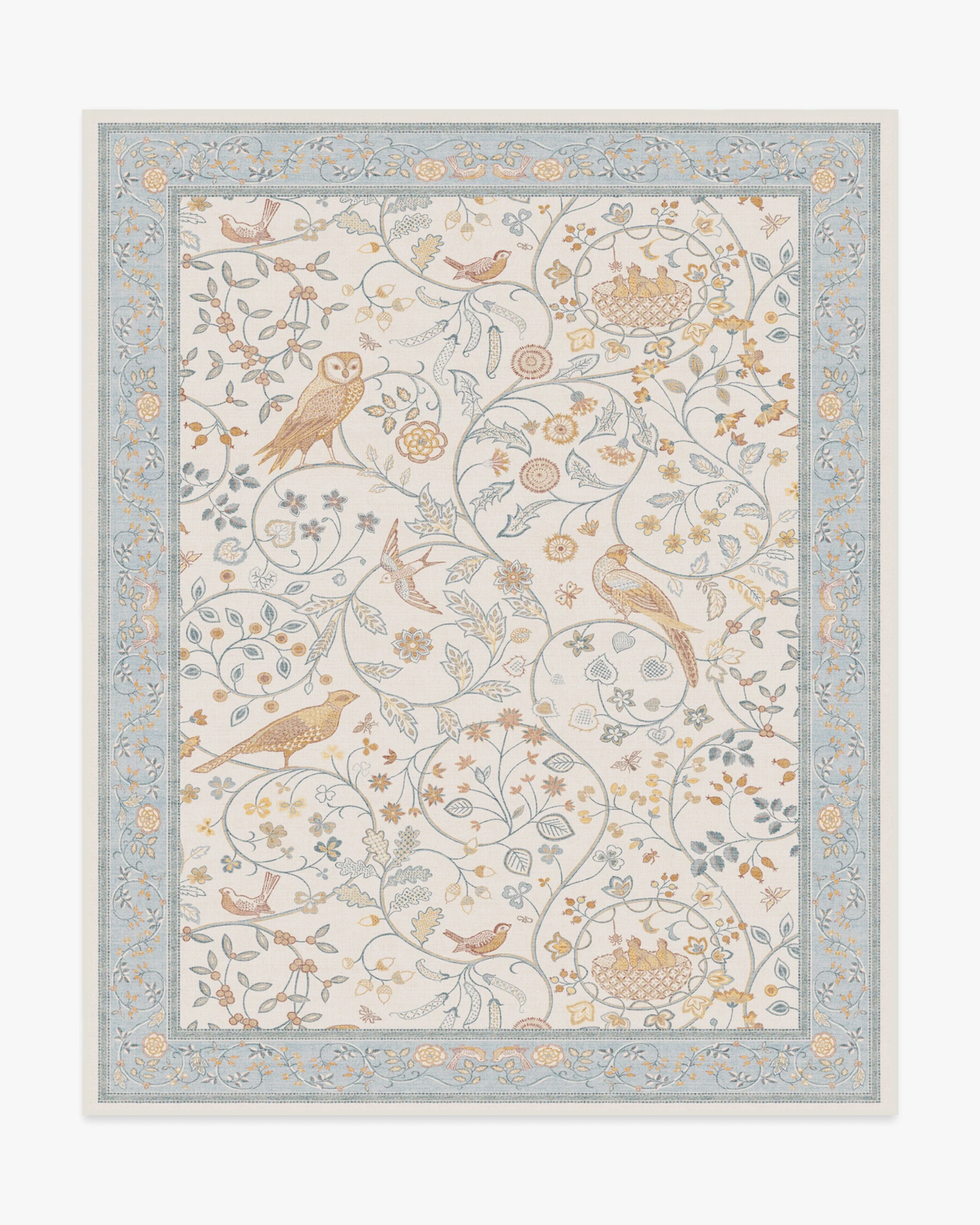 Newill Ivory & Blue Flatwoven Rug by Morris & Co.