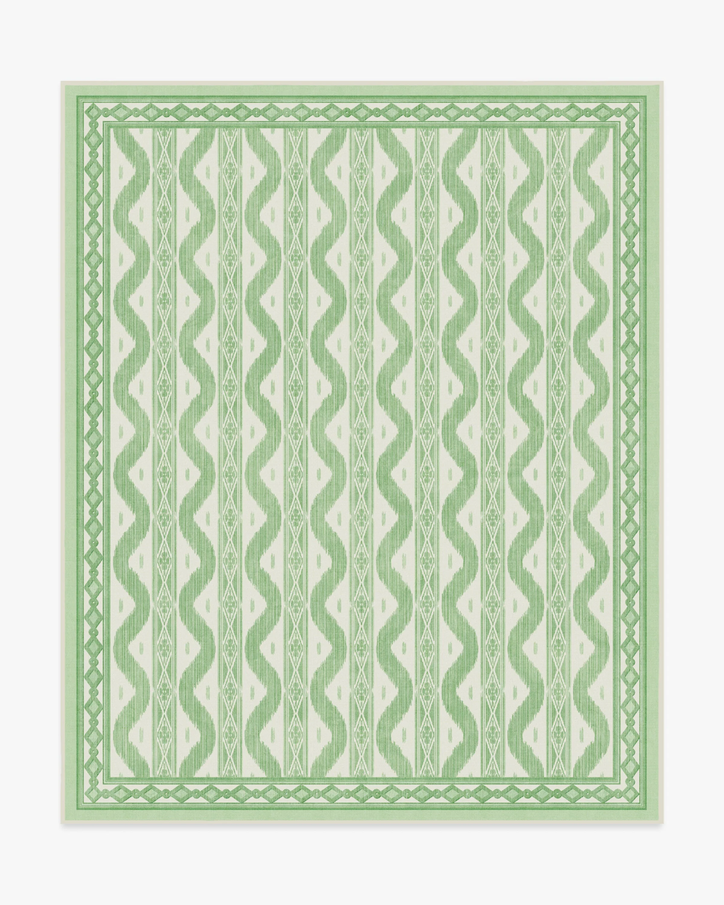 Ava Ikat Green Flatwoven Rug by Mrs. Alice