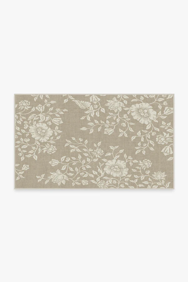 Mallow Flower Natural Stone Flatwoven Rug by Morris & Co.
