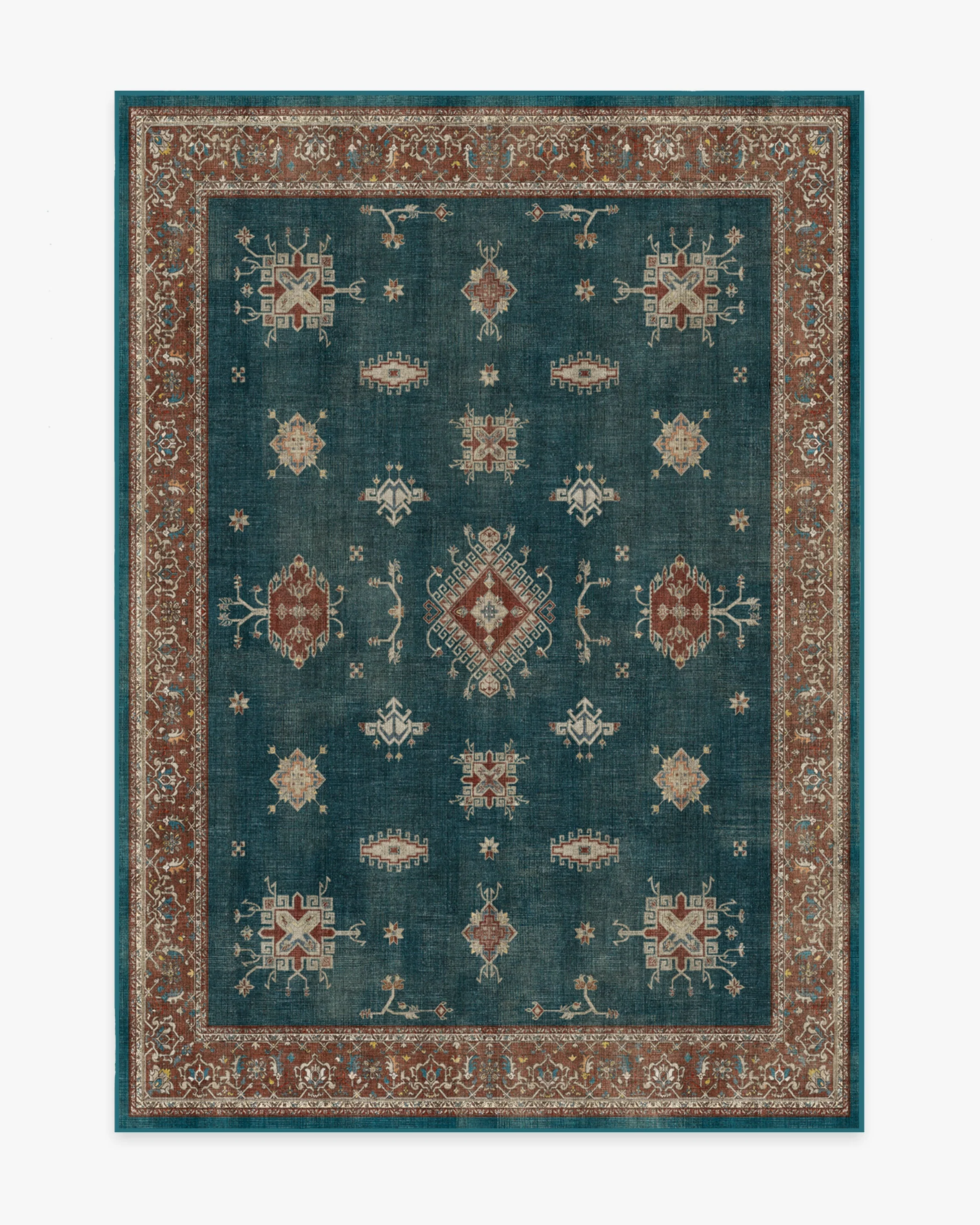 Verena Teal Blue Flatwoven Rug