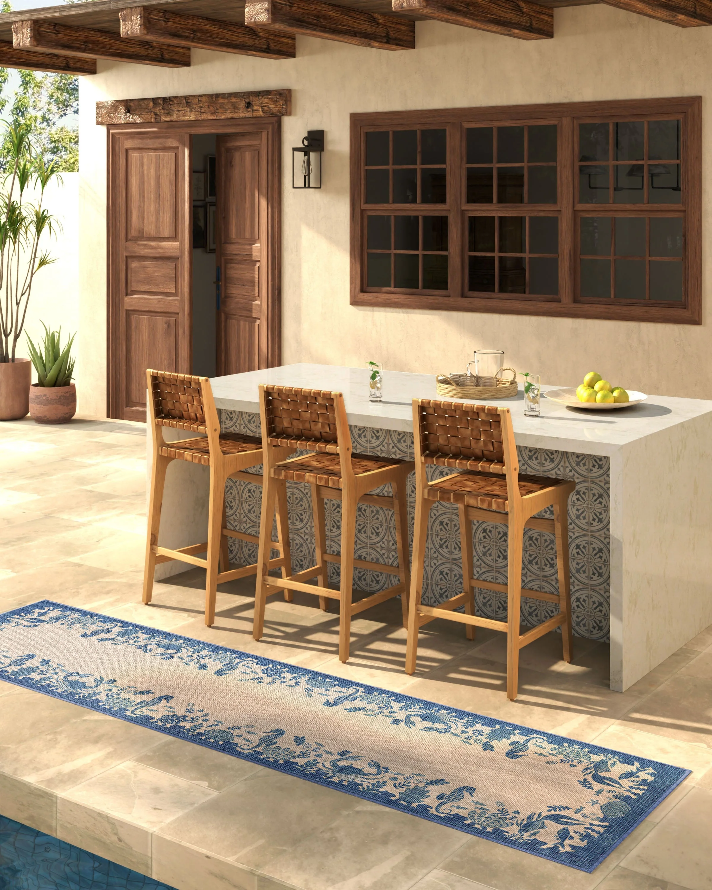 Ionia Sapphire & Natural Outdoor Rug