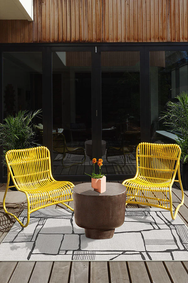 Rune Black & Ivory Outdoor Rug