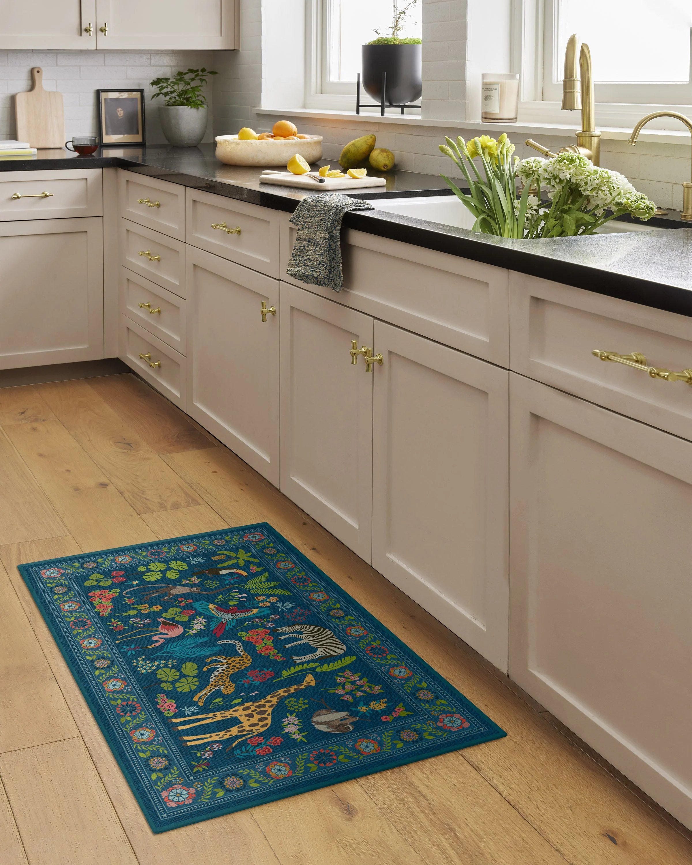 Jingle Jungle Royal Blue Flatwoven Rug by Iris Apfel