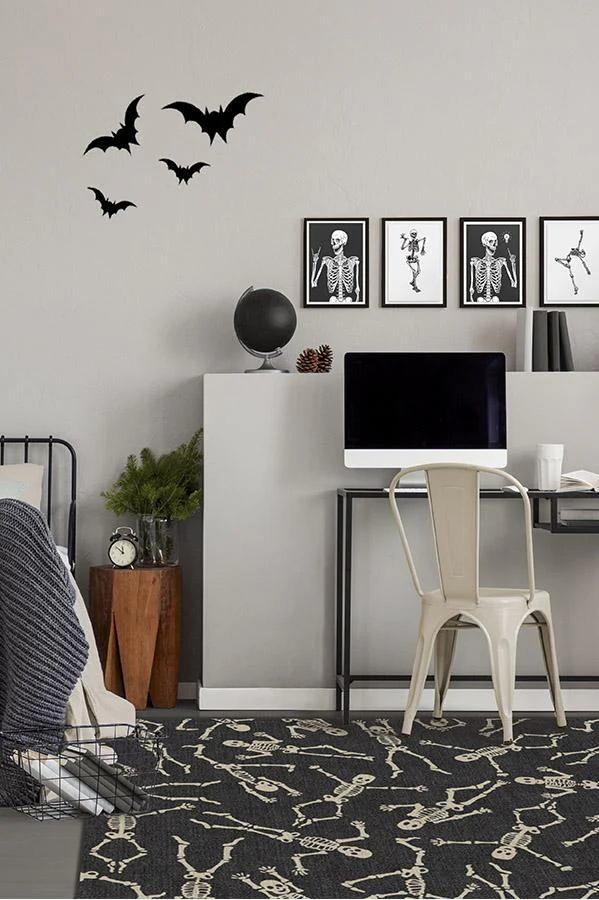 Bone Dance Black Flatwoven Rug