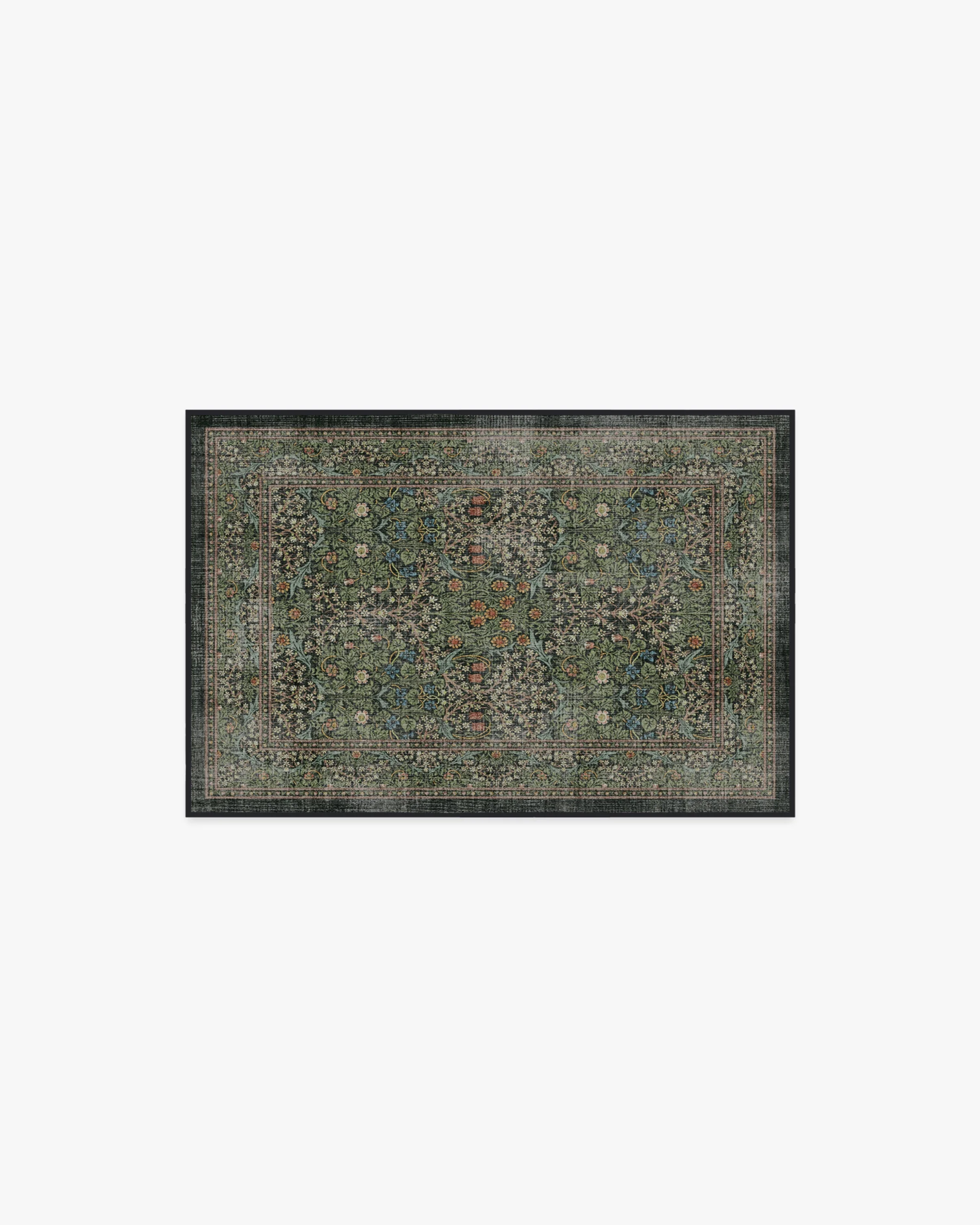 Blackthorn Forest Green Flatwoven Rug by Morris & Co.
