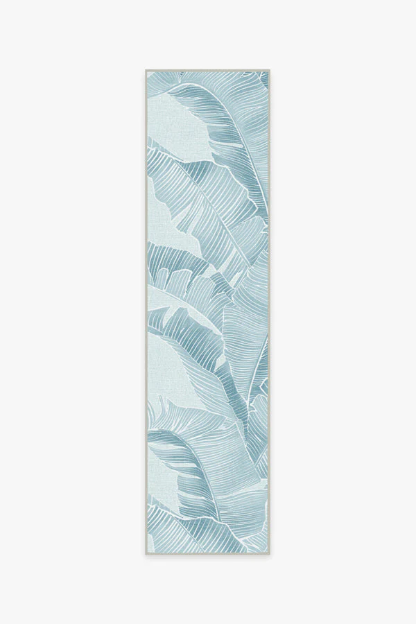 Banana Leaf Soft Blue Outdoor Rug by Gray Malin
