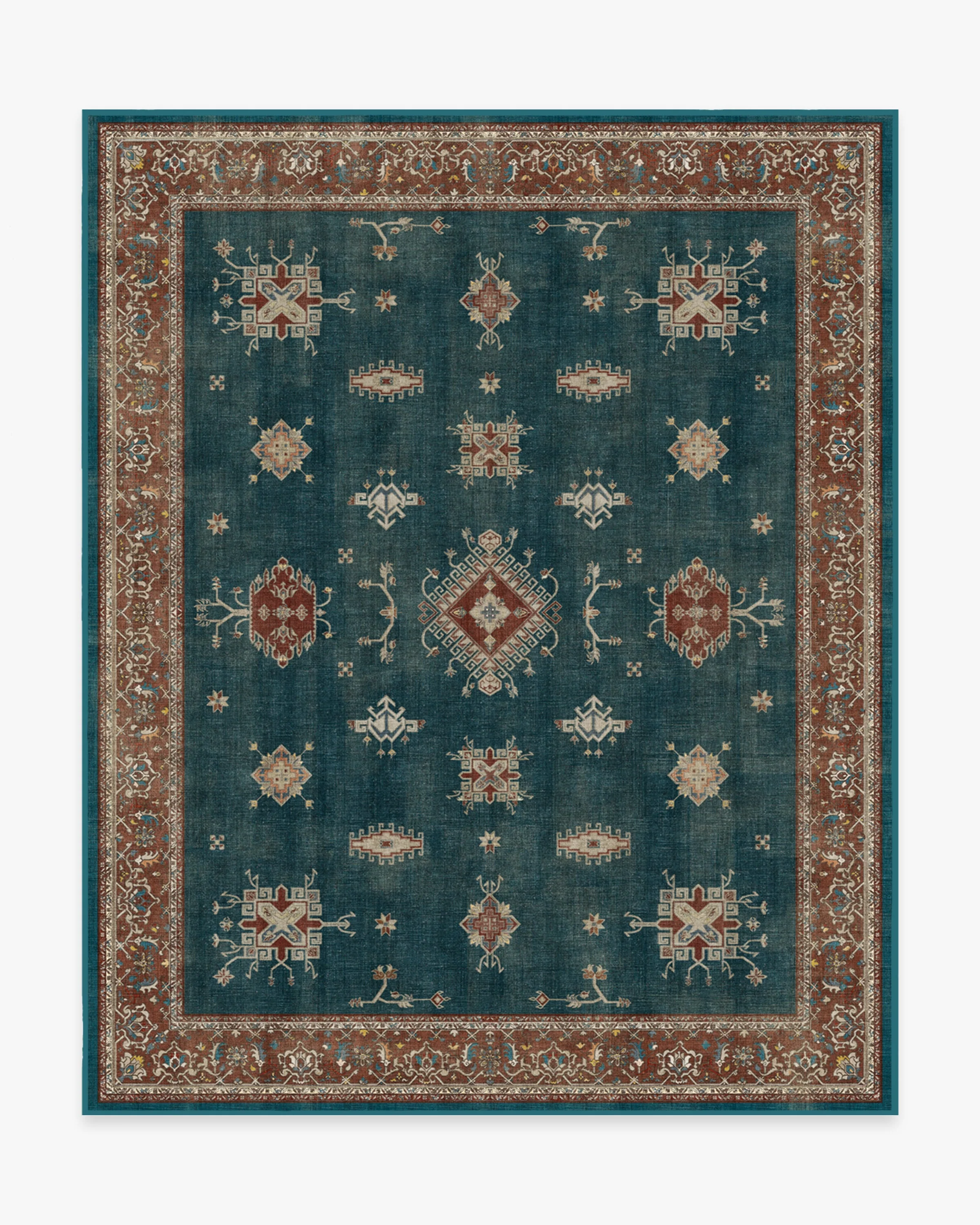 Verena Teal Blue Flatwoven Rug
