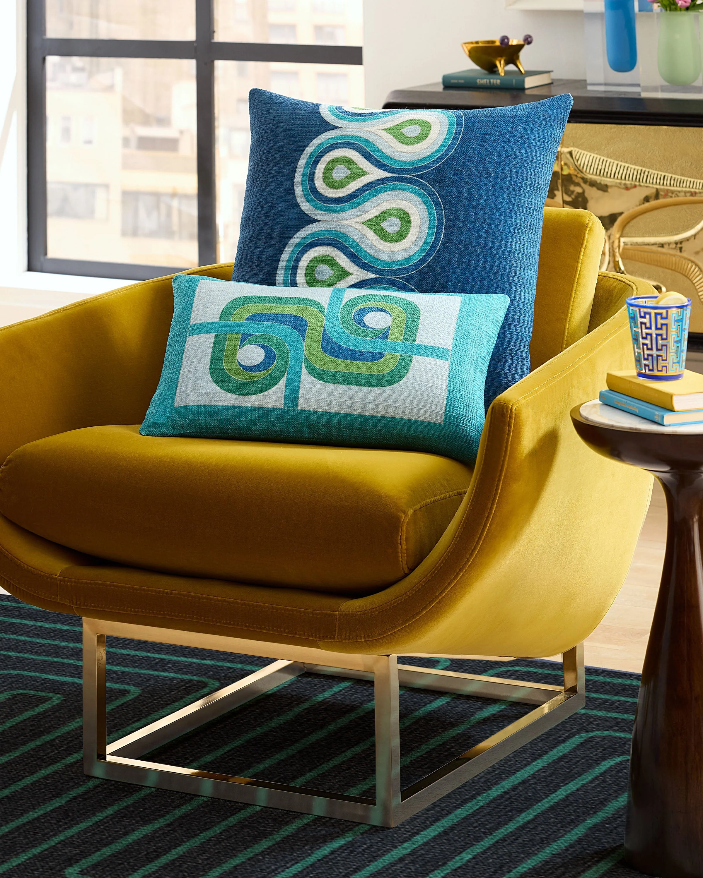Milano Blue Woven Throw Pillow by Jonathan Adler