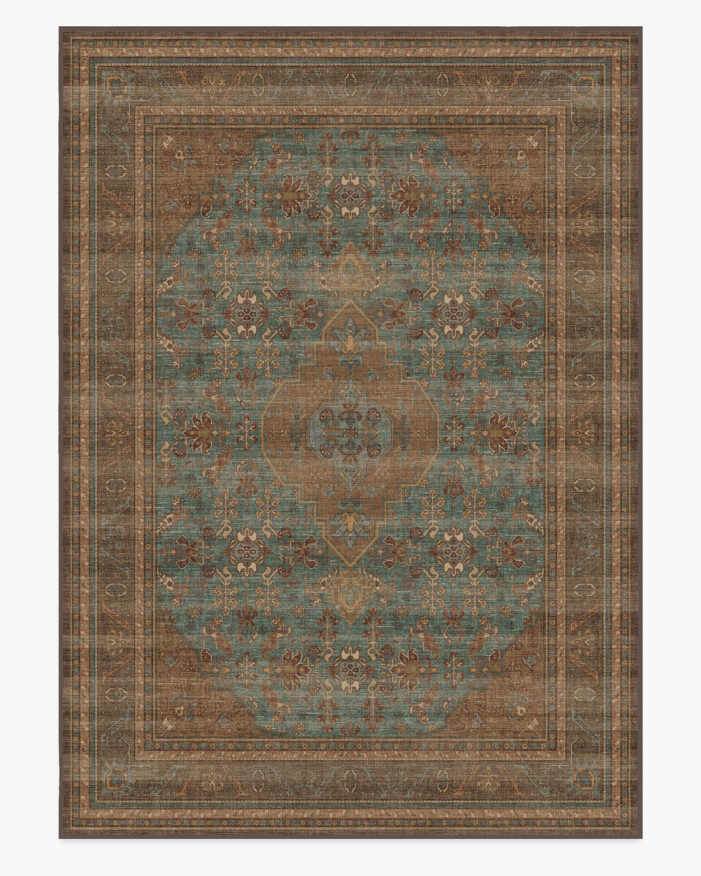 Rowan Teal Blue & Copper Flatwoven Rug