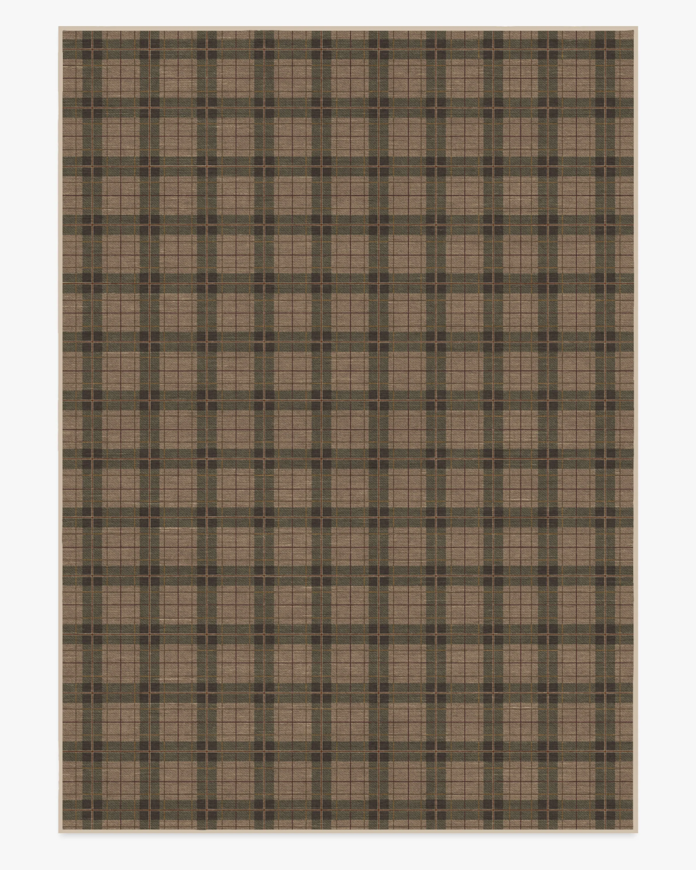 Alfie Plaid Natural & Green Flatwoven Rug
