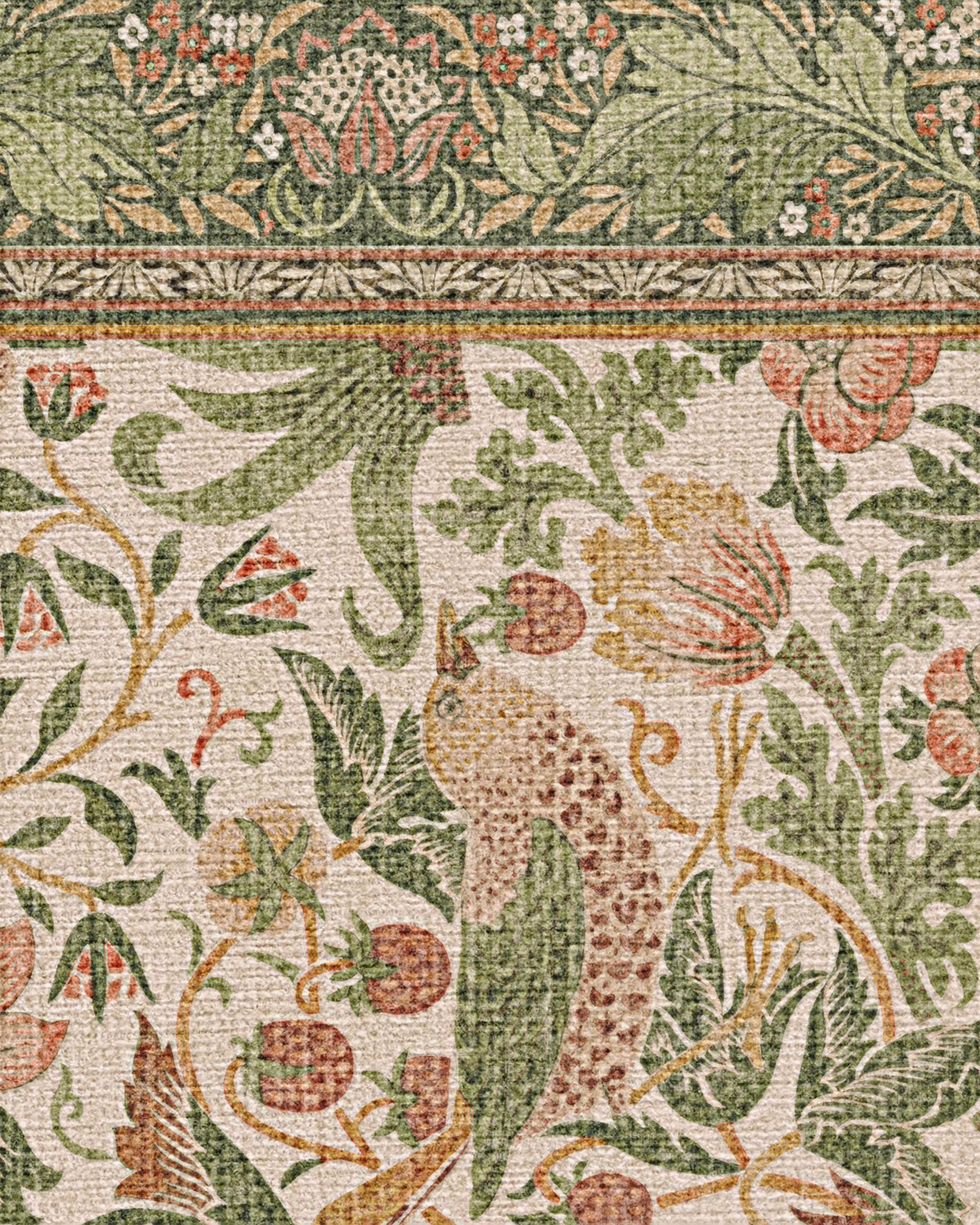 Strawberry Thief Sage & Rose Flatwoven Rug by Morris & Co.