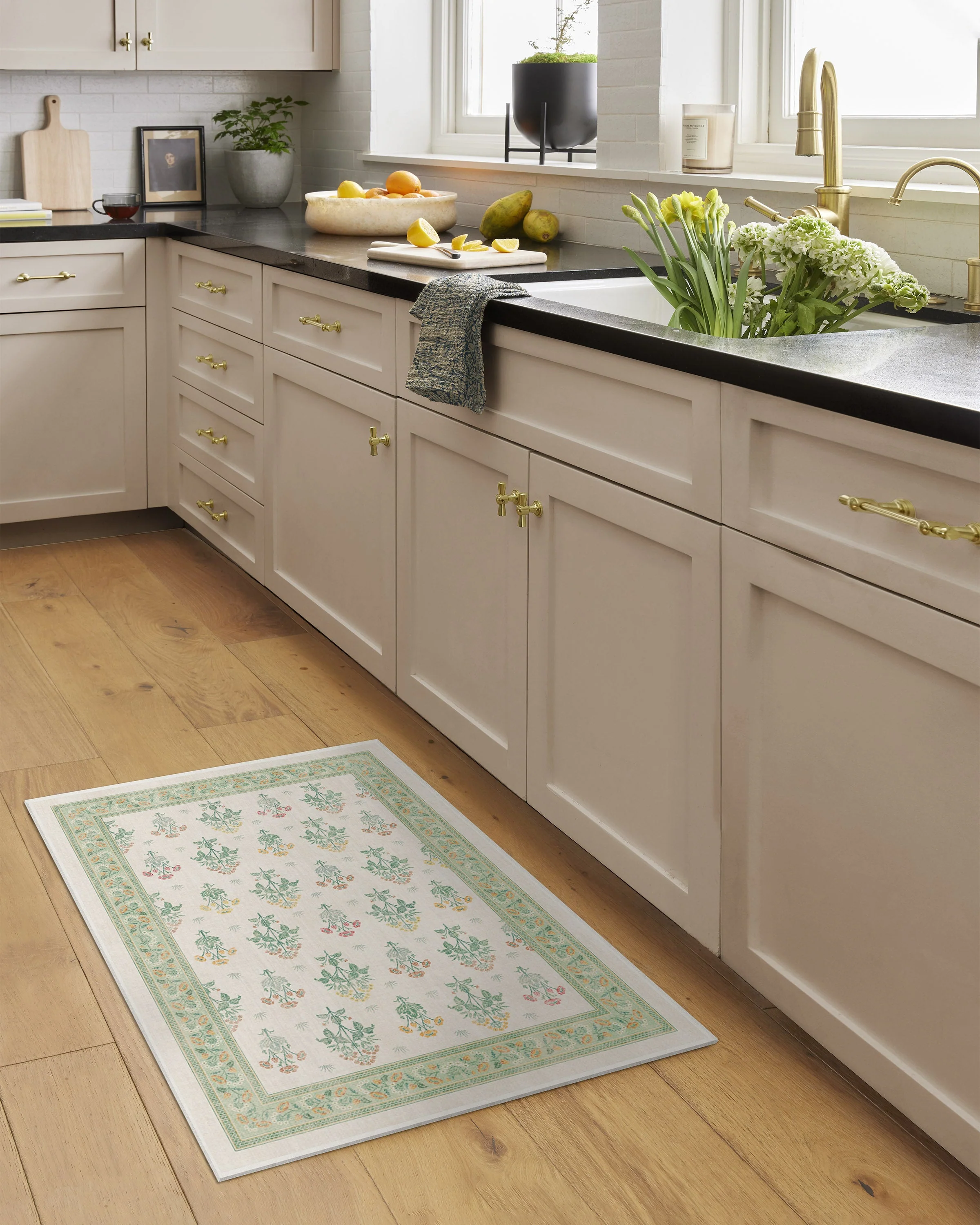 Meadow Sweet Ivory & Green Flatwoven Rug by Morris & Co.