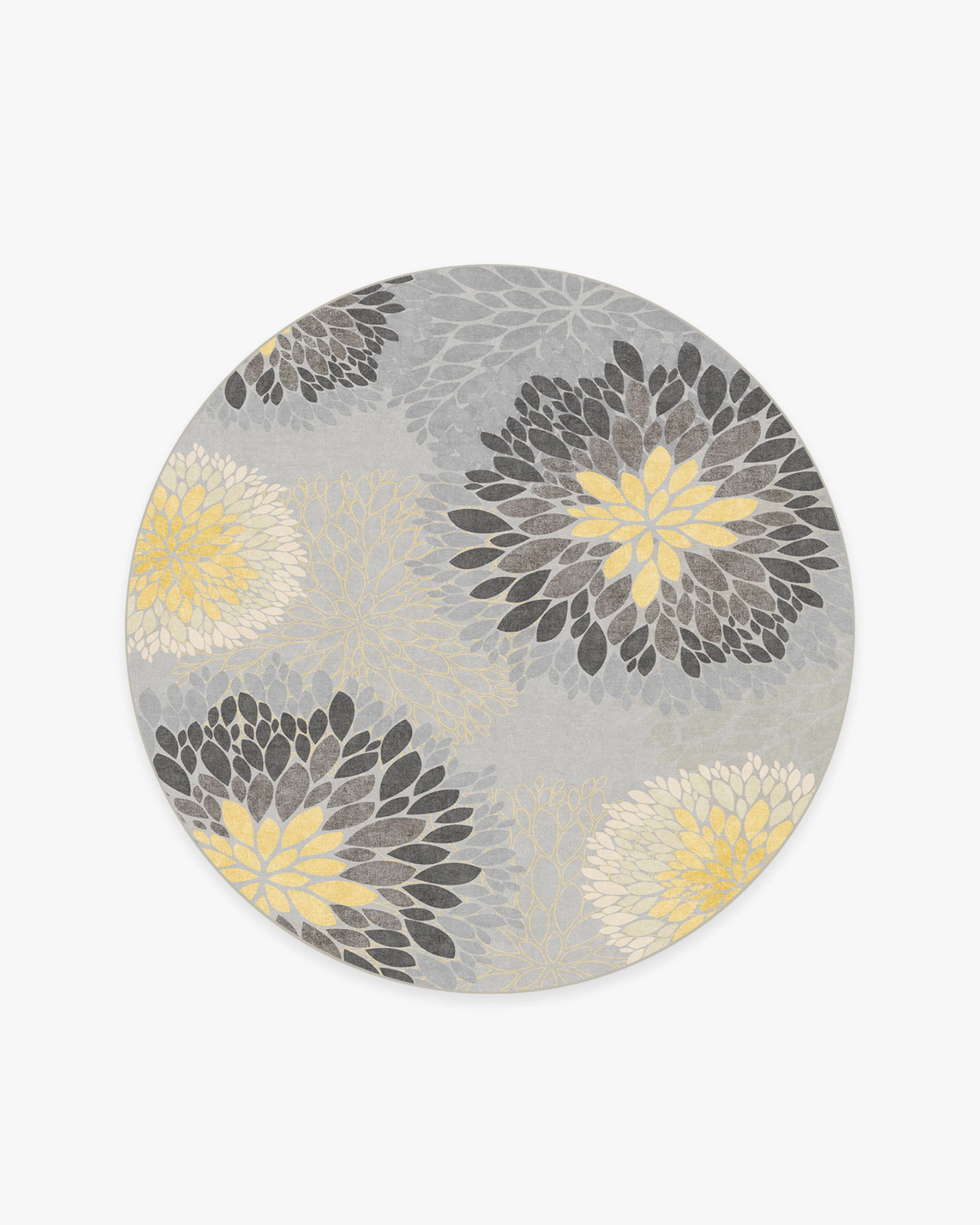 Floral Medallion Yellow Grey Rug