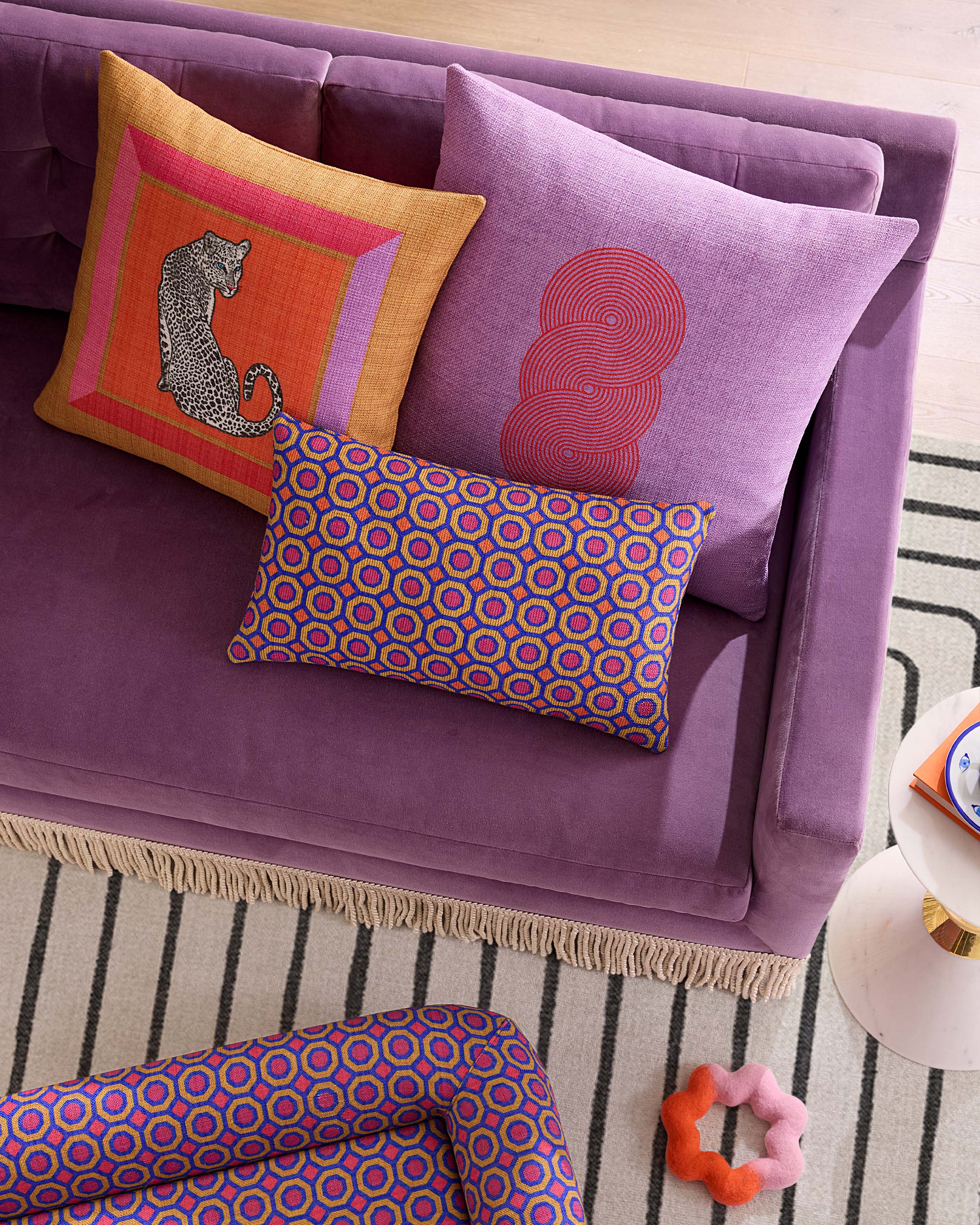 Pompidou Lavender & Red Woven Throw Pillow by Jonathan Adler