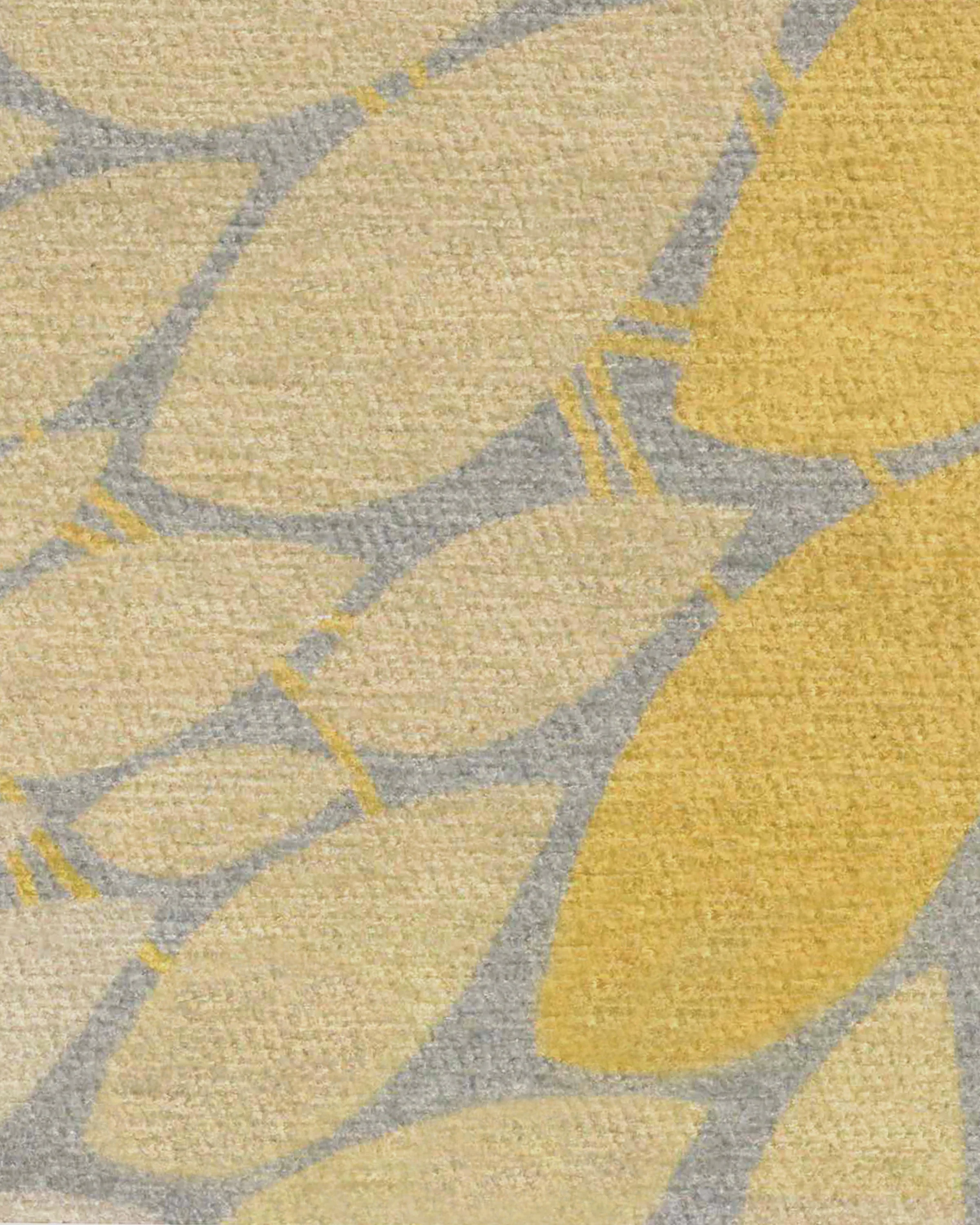 Floral Medallion Yellow Grey Rug